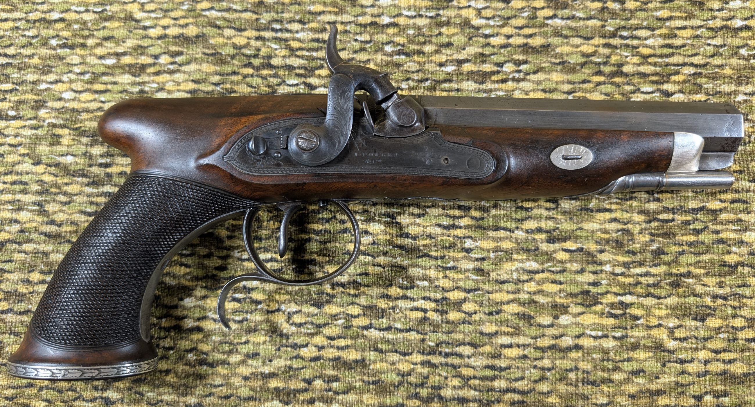 Photo of John Forbes of Liverpool Sawhandle Smoothbore Adjustable Trigger .62 Calibre Percussion Conversion Fine Antique Dueling Pistol
