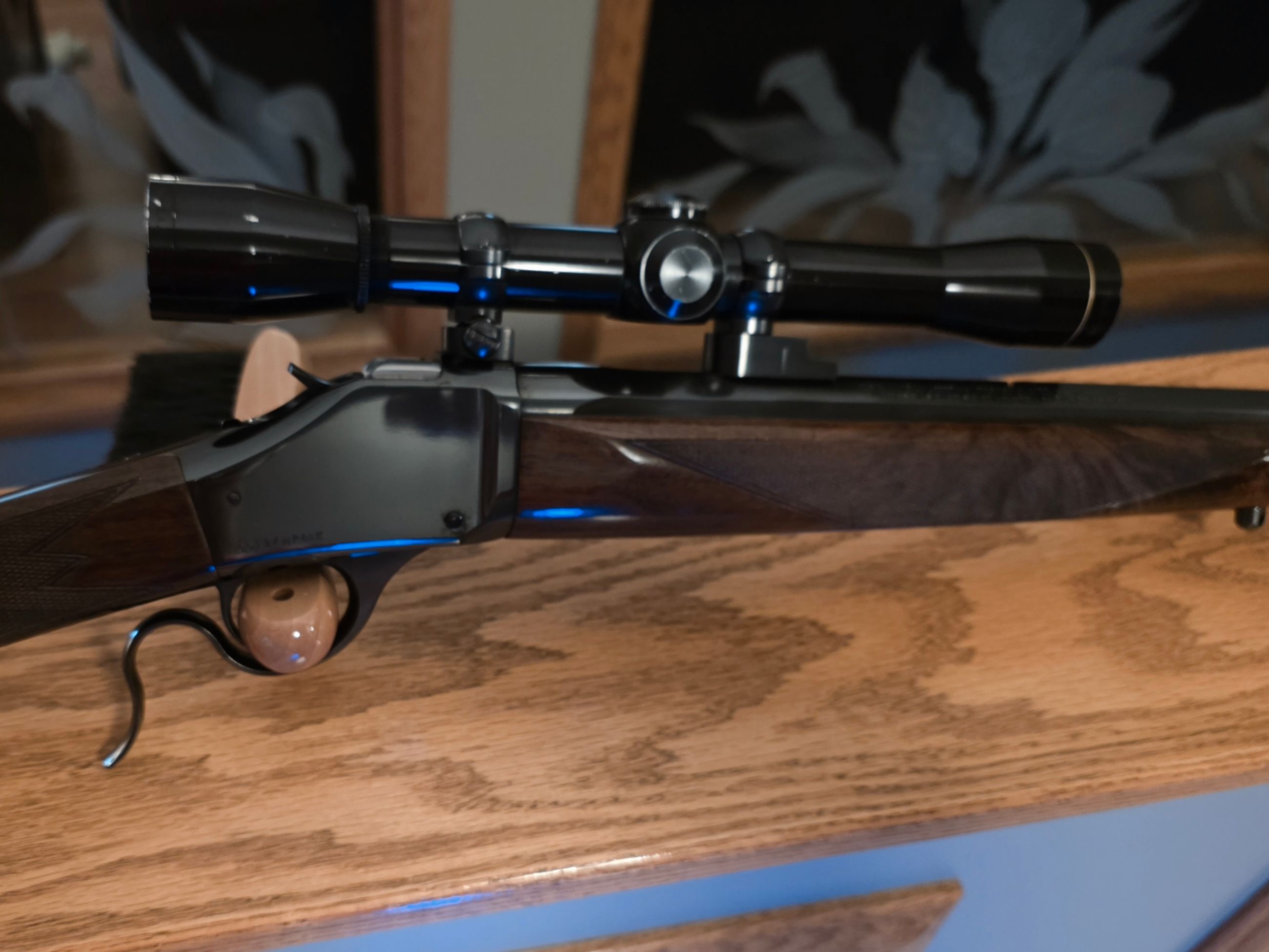 Photo of (Sold)1885 Winchester high wall falling block 405 cal Limited Series Sporter & 4x leopold Scope