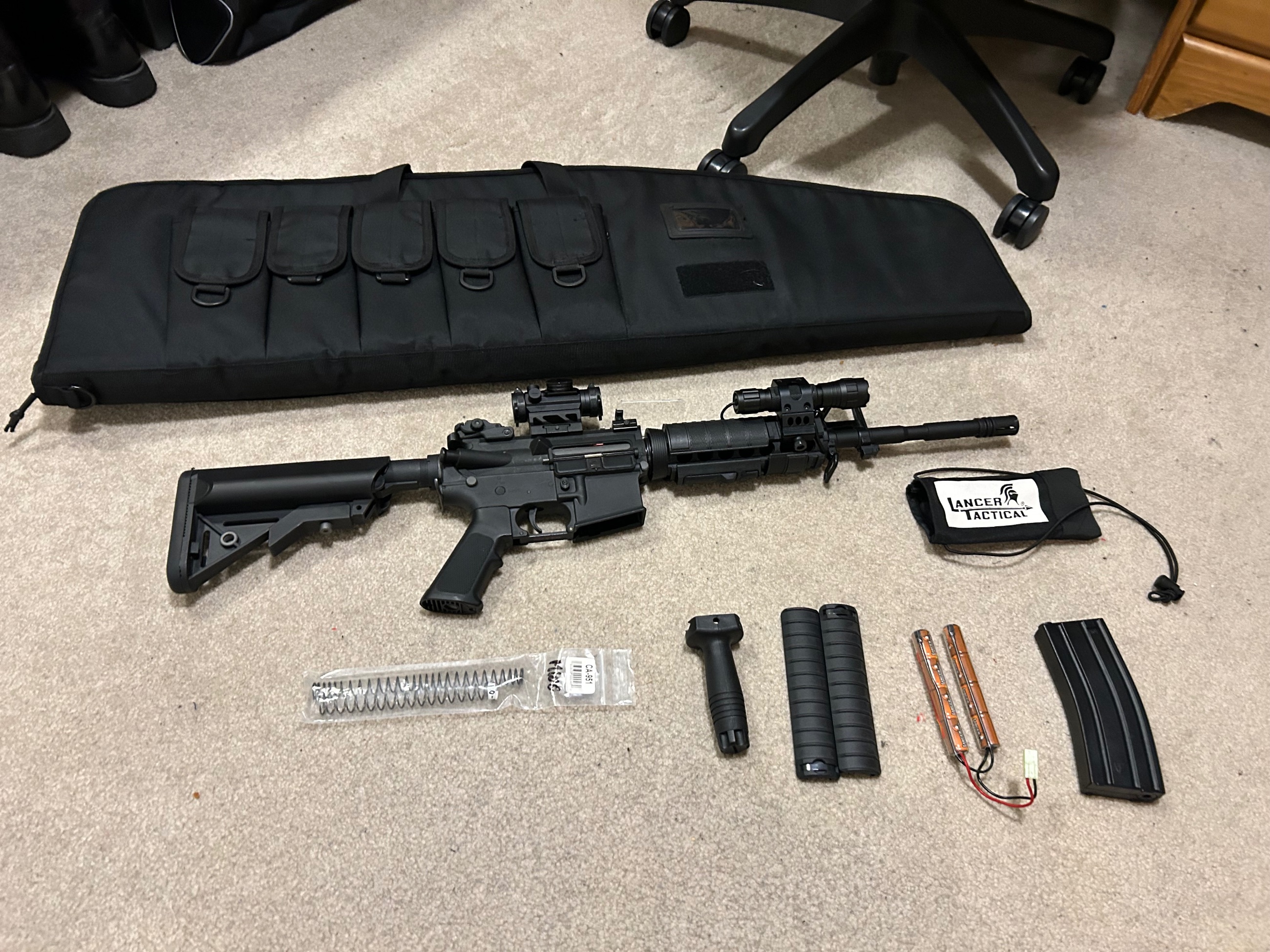 Photo of M4 AEG (Lancer Tactical) w/ Red Dot + Light — Beginner Friendly