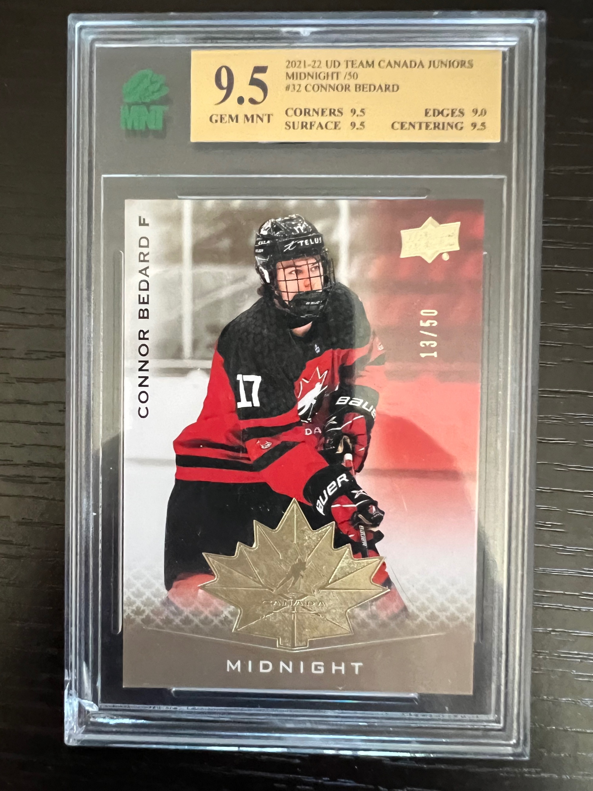 Photo of 1 X Connor Bedard, Graded 9.5 ( Midnight ) 13 Of 50, Price $1575