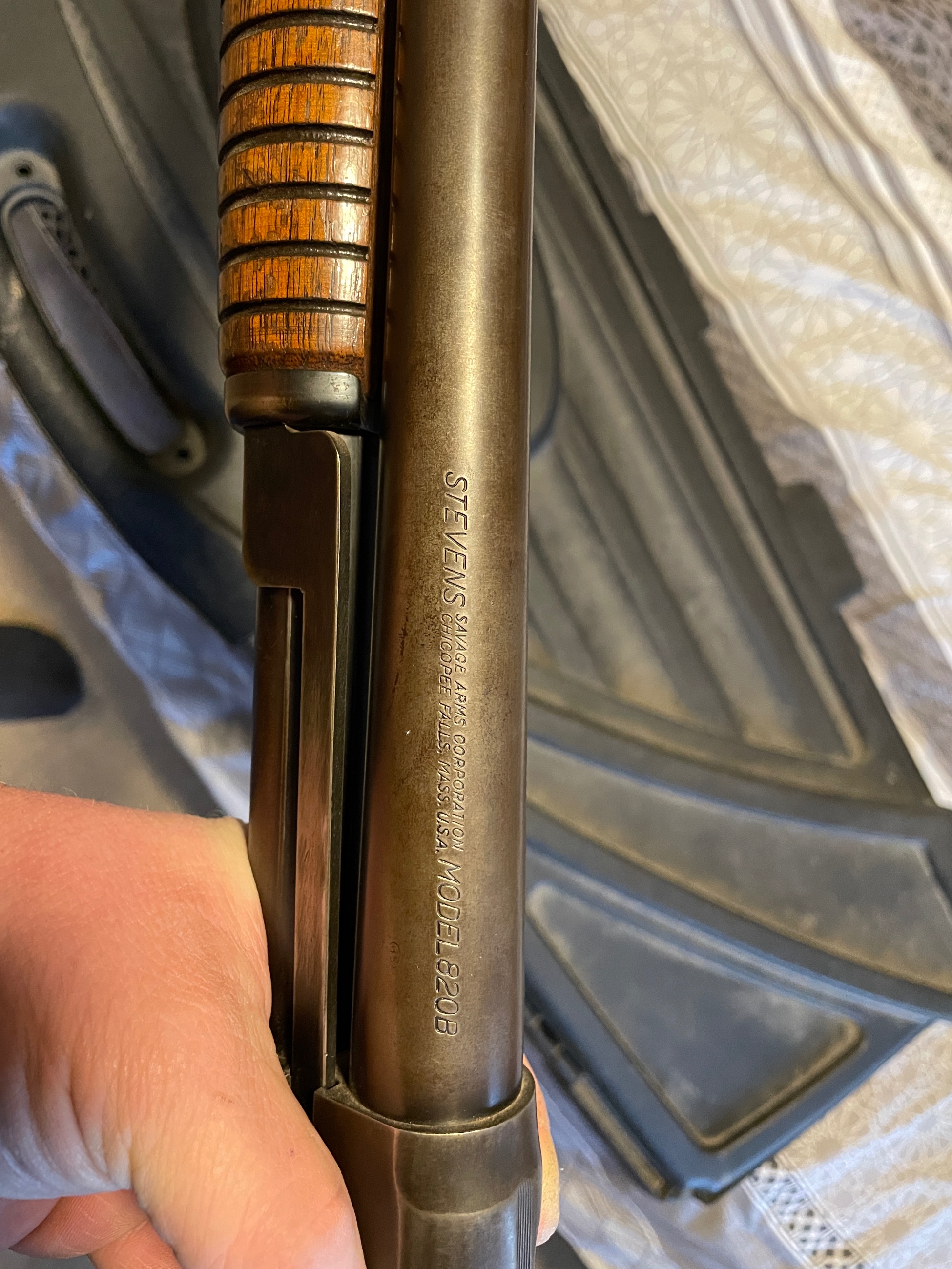 Photo of Steven’s 12g pump action shotgun 