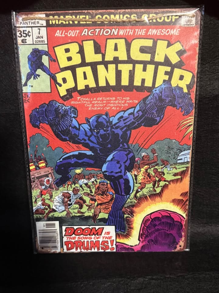 Photo of Marvel Black Panther Comic Book cover 8x12 inch metal wall sign
