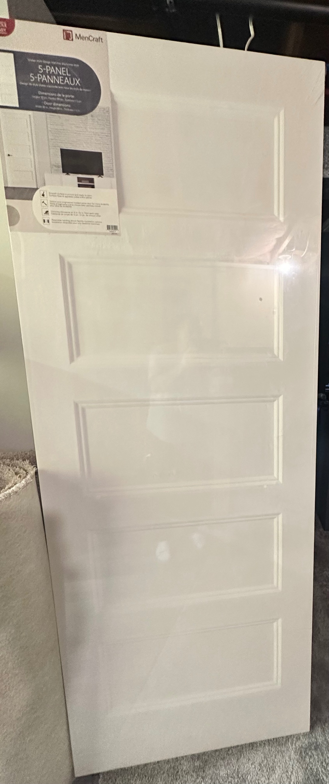 Photo of 30” x 80” shaker 5 panel interior door