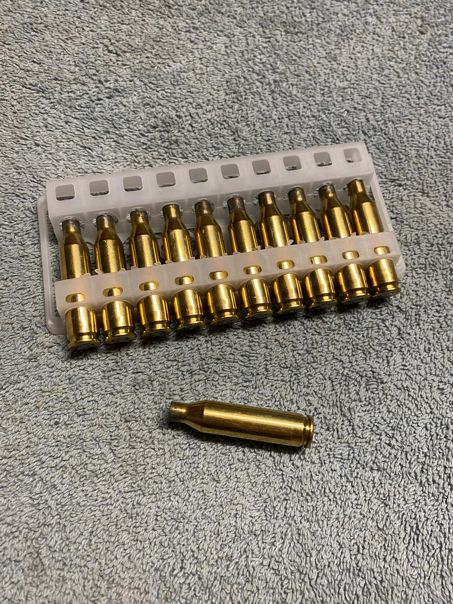 Photo of Once fired .243 Win brass.