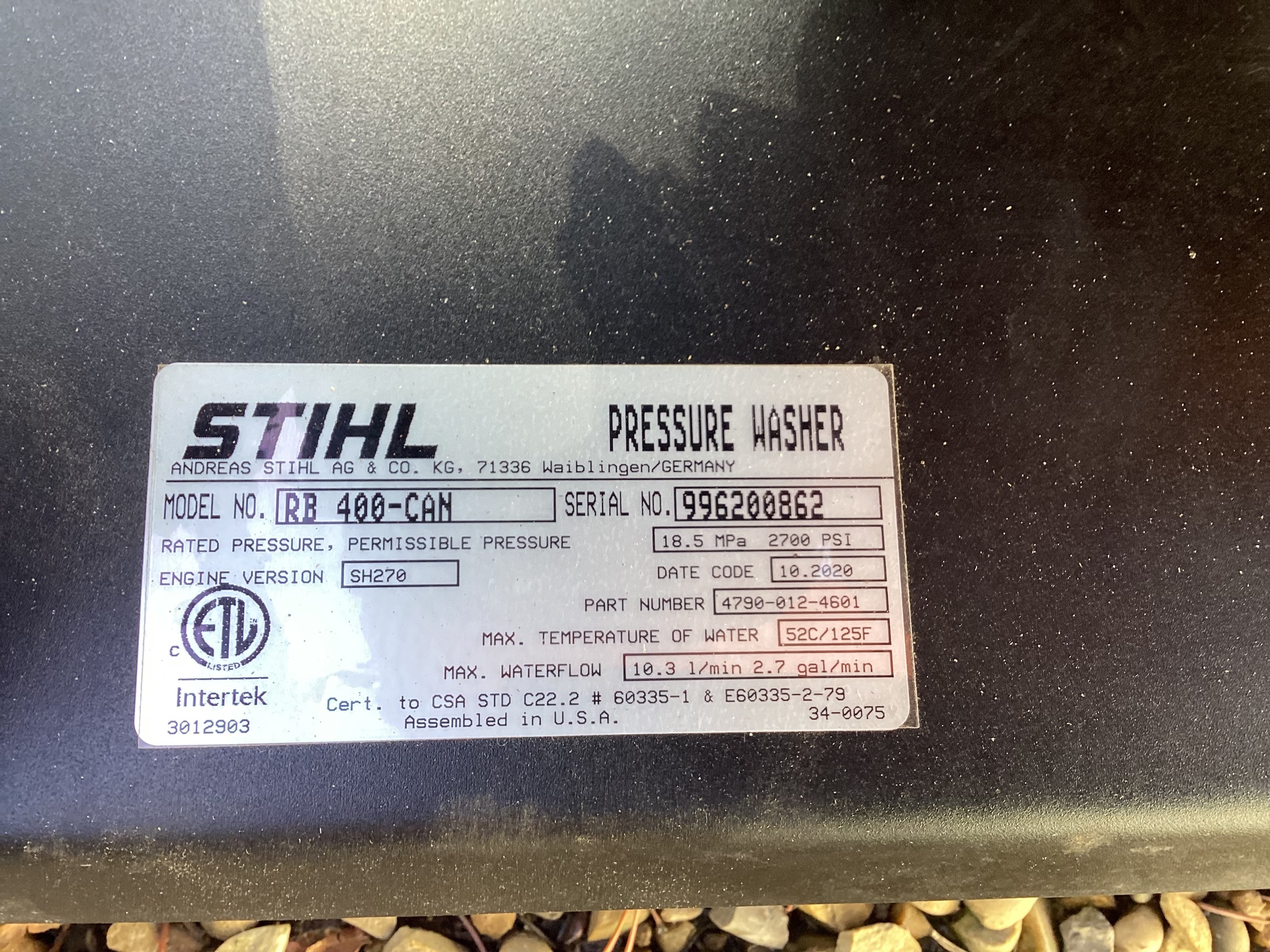 Photo of Pressure Washer, Stihl 400 Dirt Boss