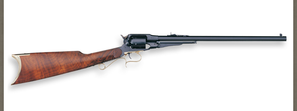Photo of Uberti .44 “Remington” 1858 black powder revolver carbine.