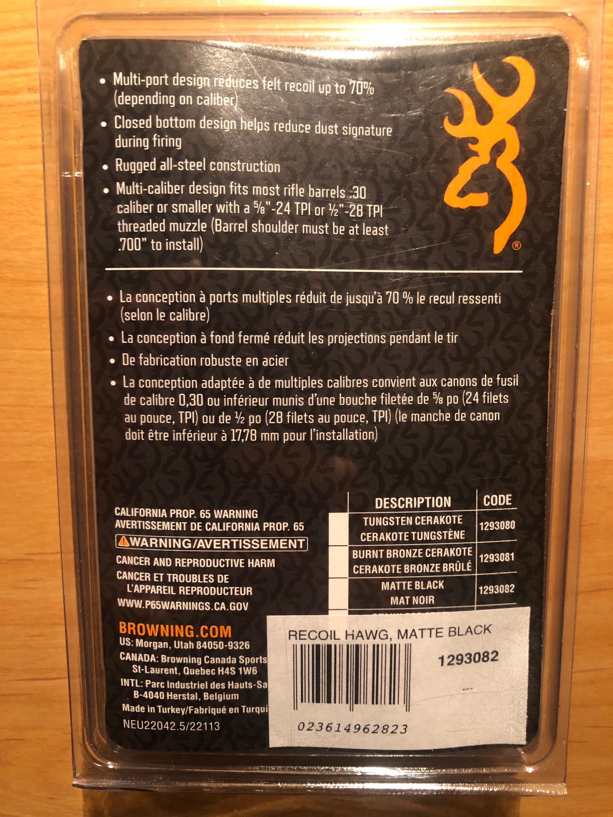 Photo of Muzzle Brake- Browning Recoil HAWG for 30 cal and smaller; 5/8"x24 & 1/2"x28 Thread