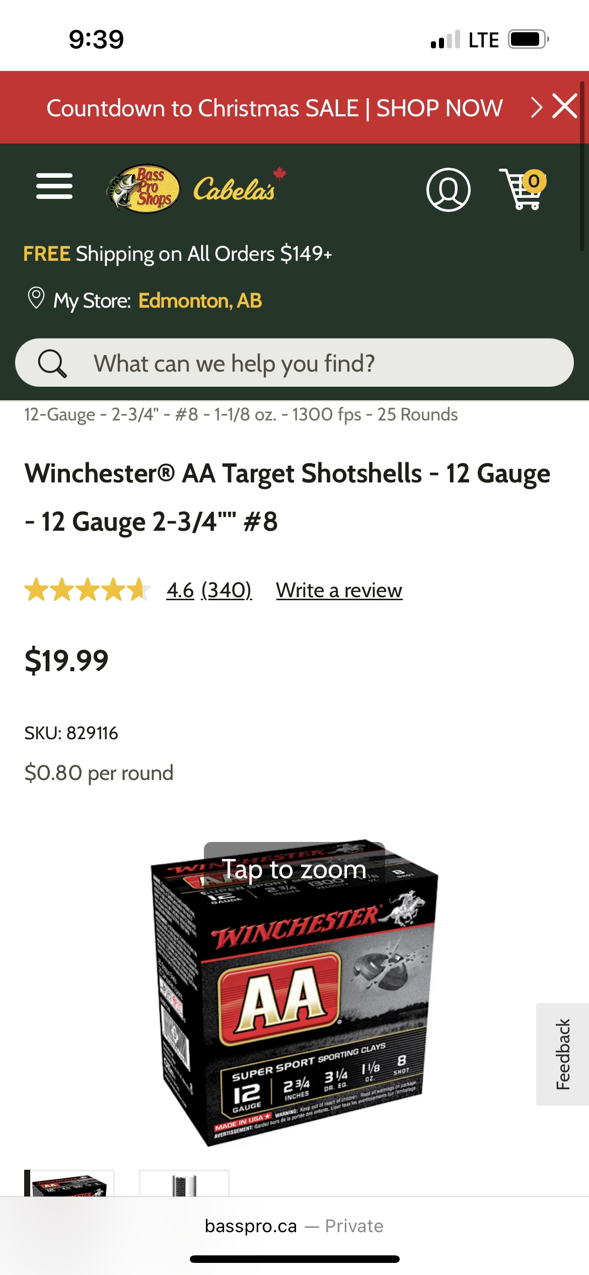 Photo of 12 Gauge 2&3/4” Target #7&1/2