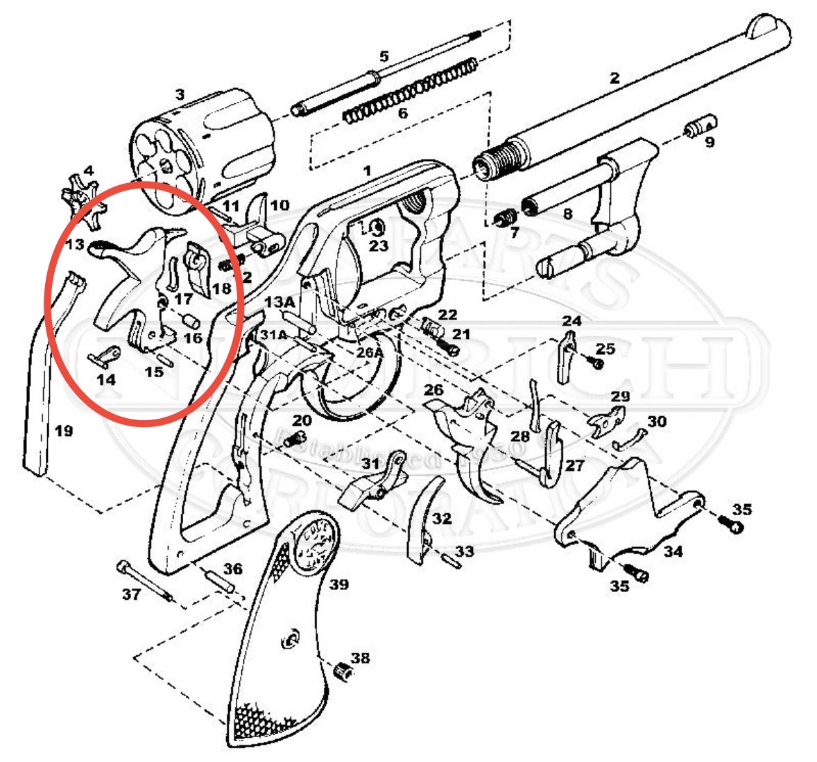 Photo of Antique 1892 Colt DA Hammer Assembly