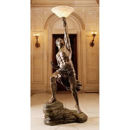 Photo of Striking Prometheus Life Size 74 inch Torchiere Floor Lamp (Design Toscano)