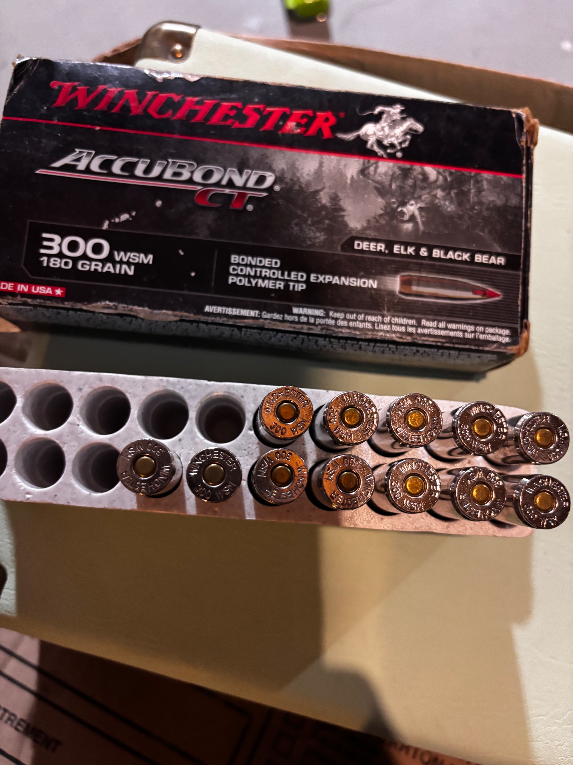 Photo of 300 WSM - 12 rounds 180 grain Winchester accubond 