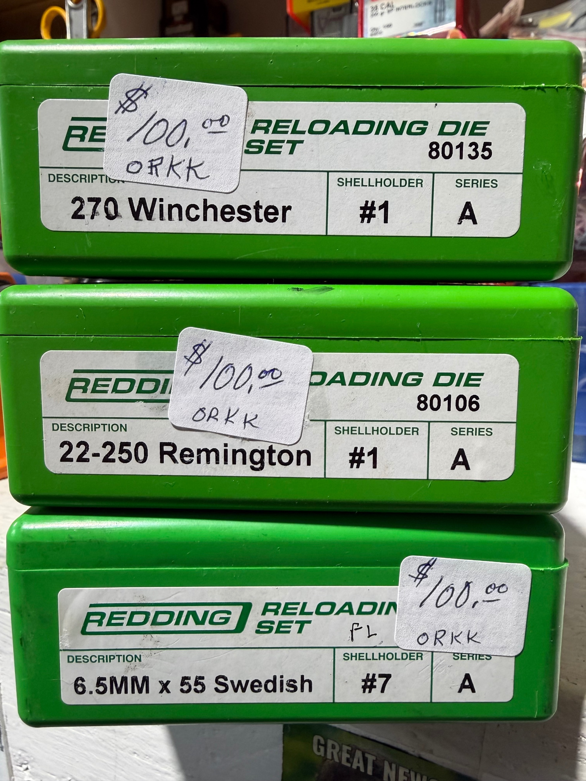Photo of Redding dies NEW, 22-250, .270 win, 6.5x 55 Swede