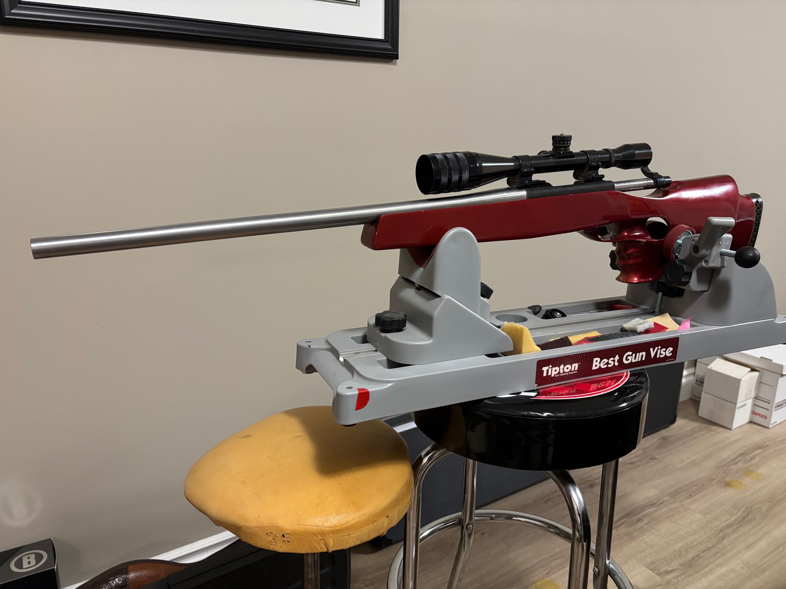 Photo of 7 mm – 08 silhouette target rifle with 10 power weaver scope