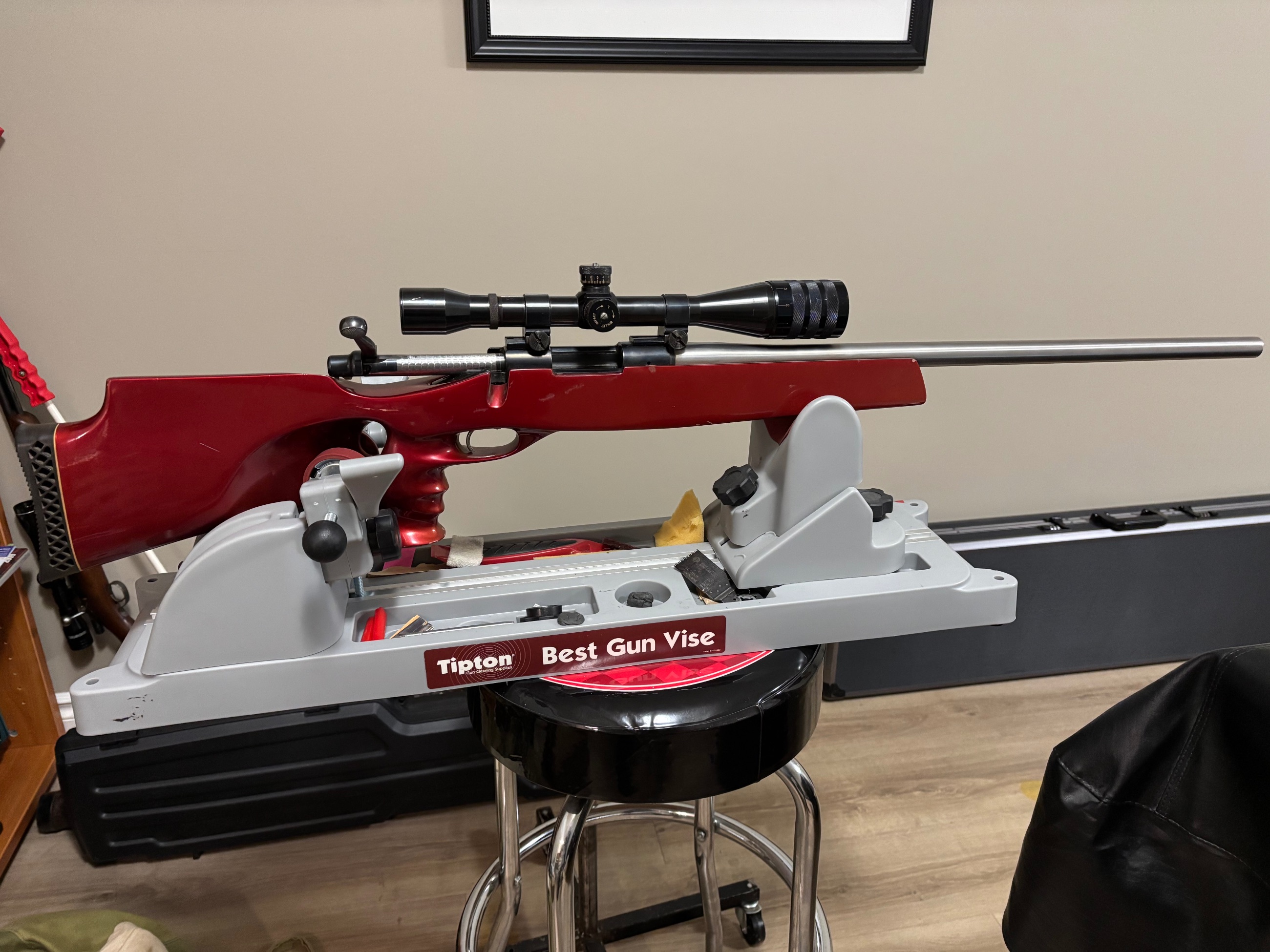 Photo of 7 mm – 08 silhouette target rifle with 10 power weaver scope