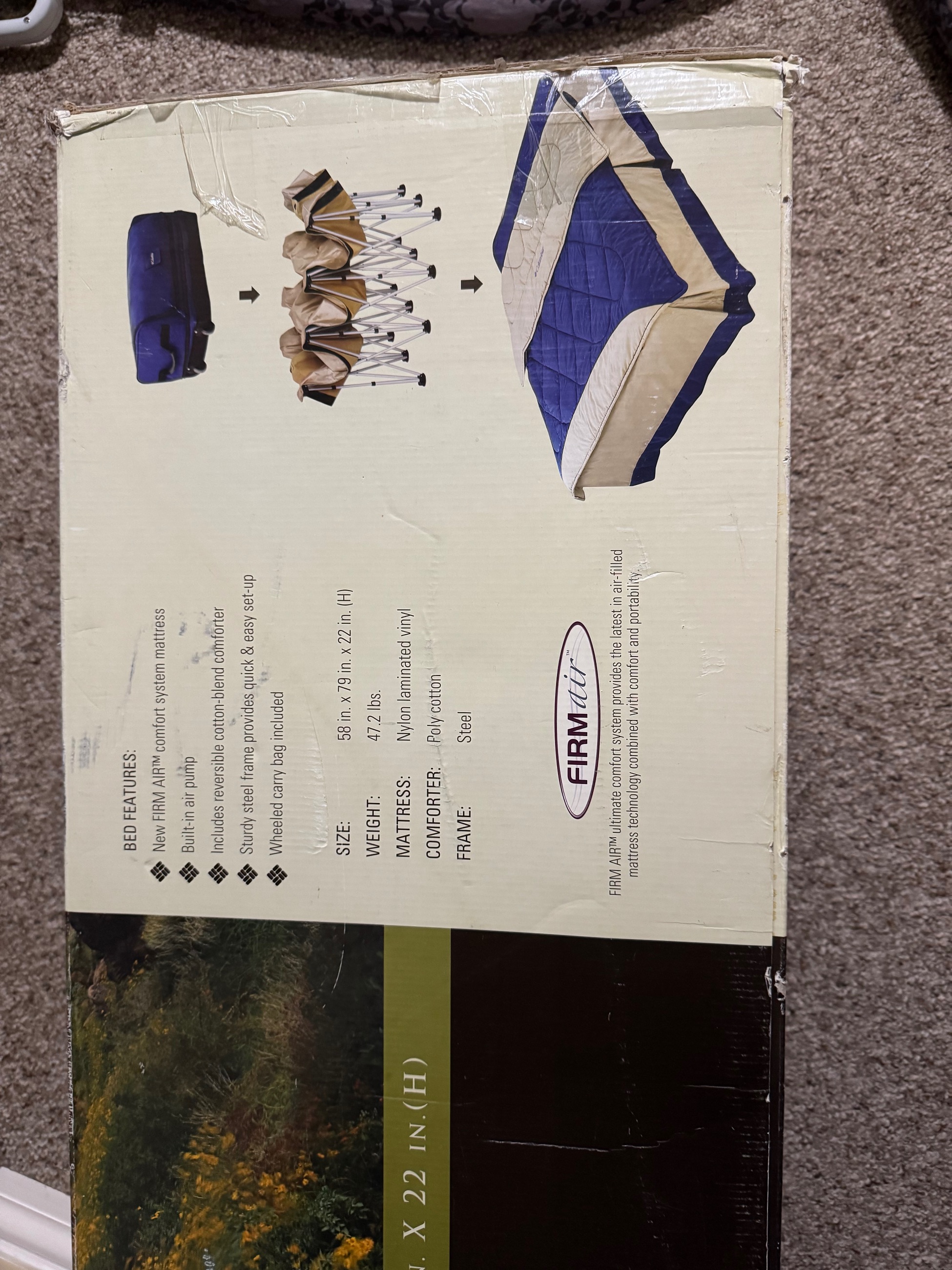 Photo of Queen size portable bed with metal frame