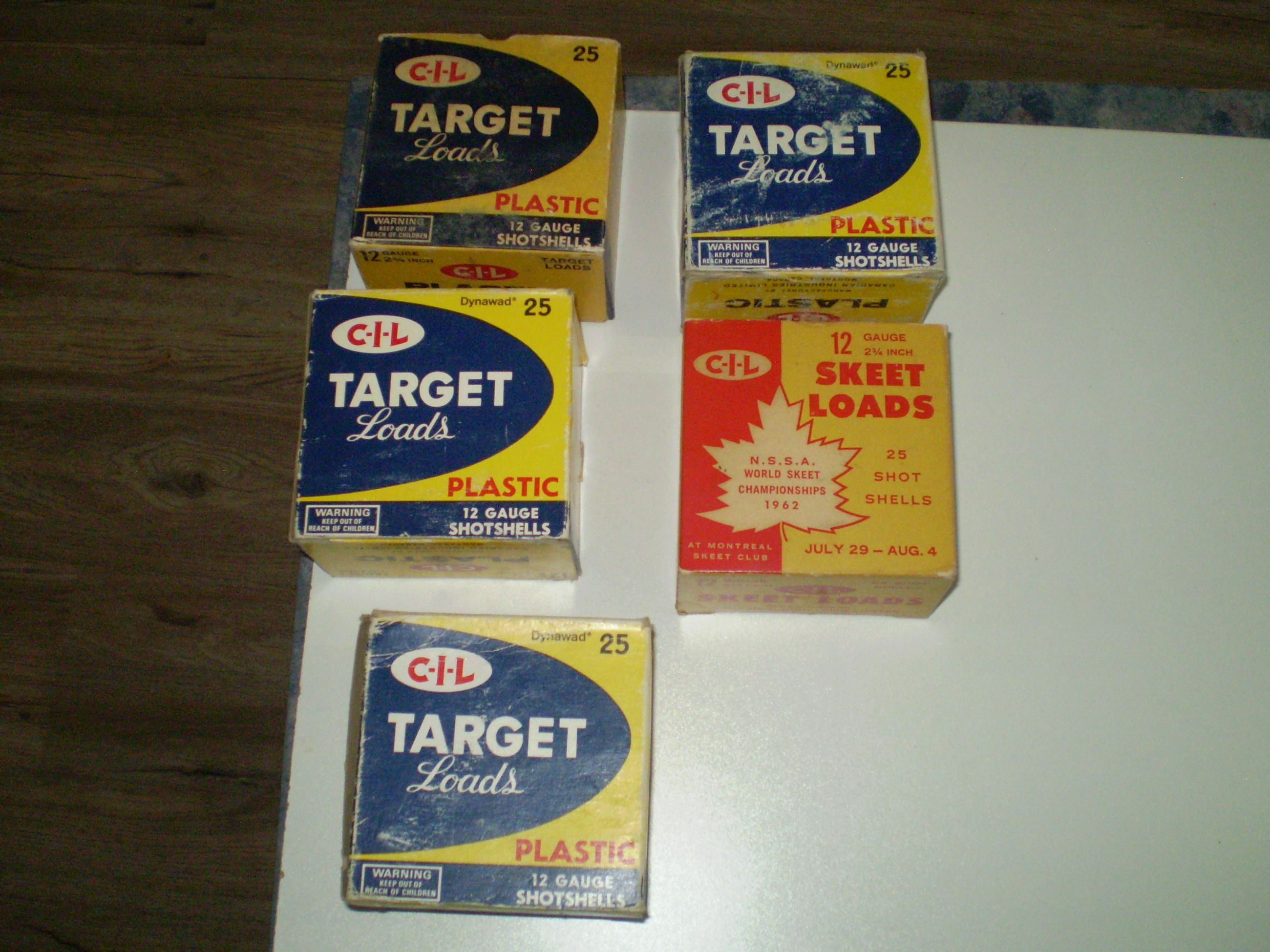 Photo of Collection of vintage cardboard ammunition boxes