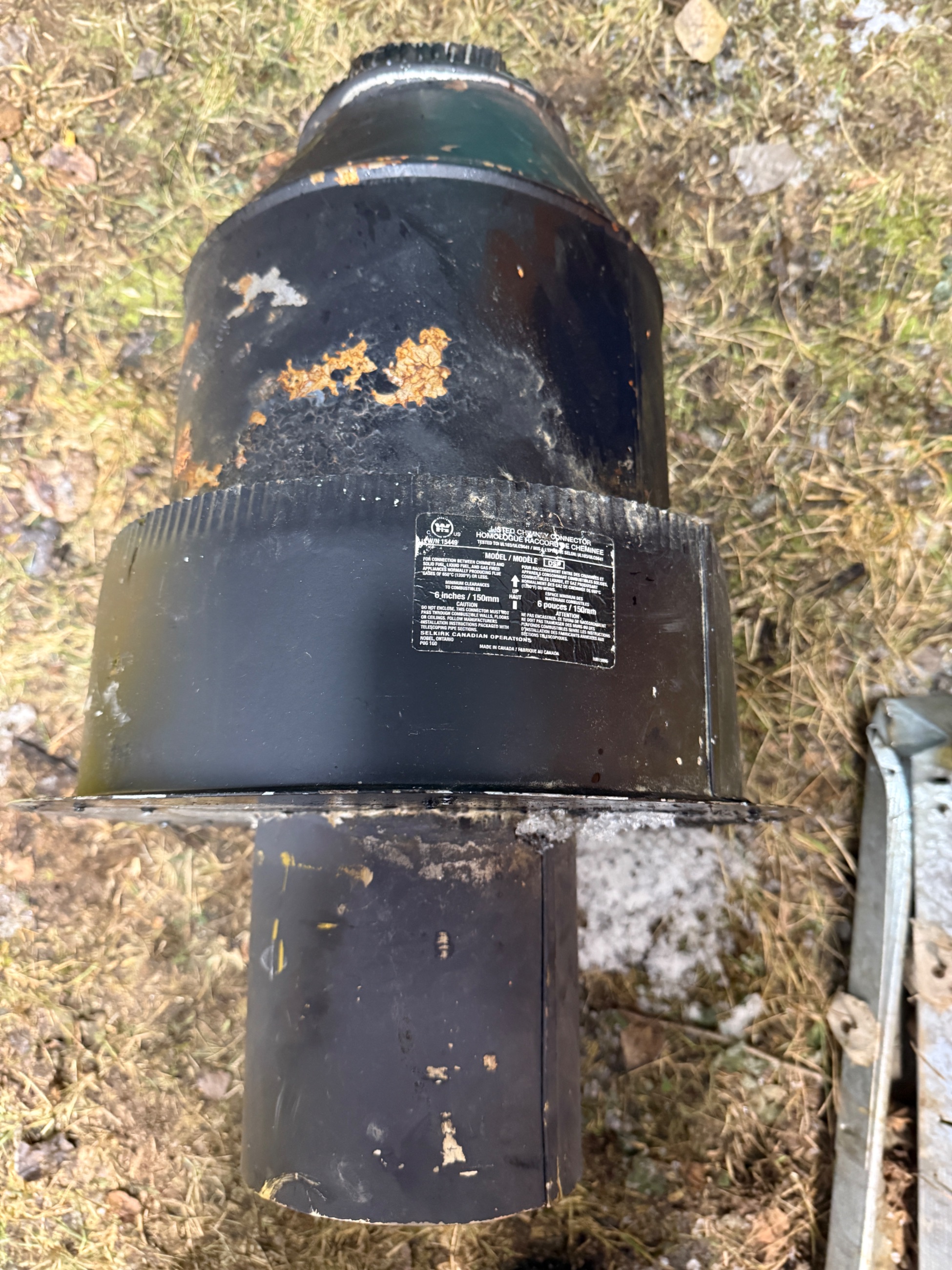 Photo of Selkirk 6” chimney adaptor for wood stove