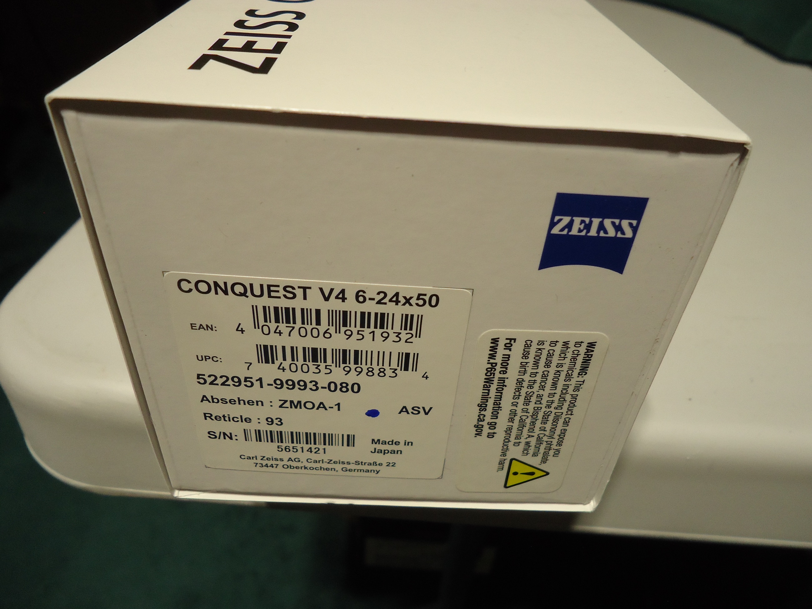 Photo of Zeiss V-4 ..6x24x50 with ballistic turret new in factory sealed box