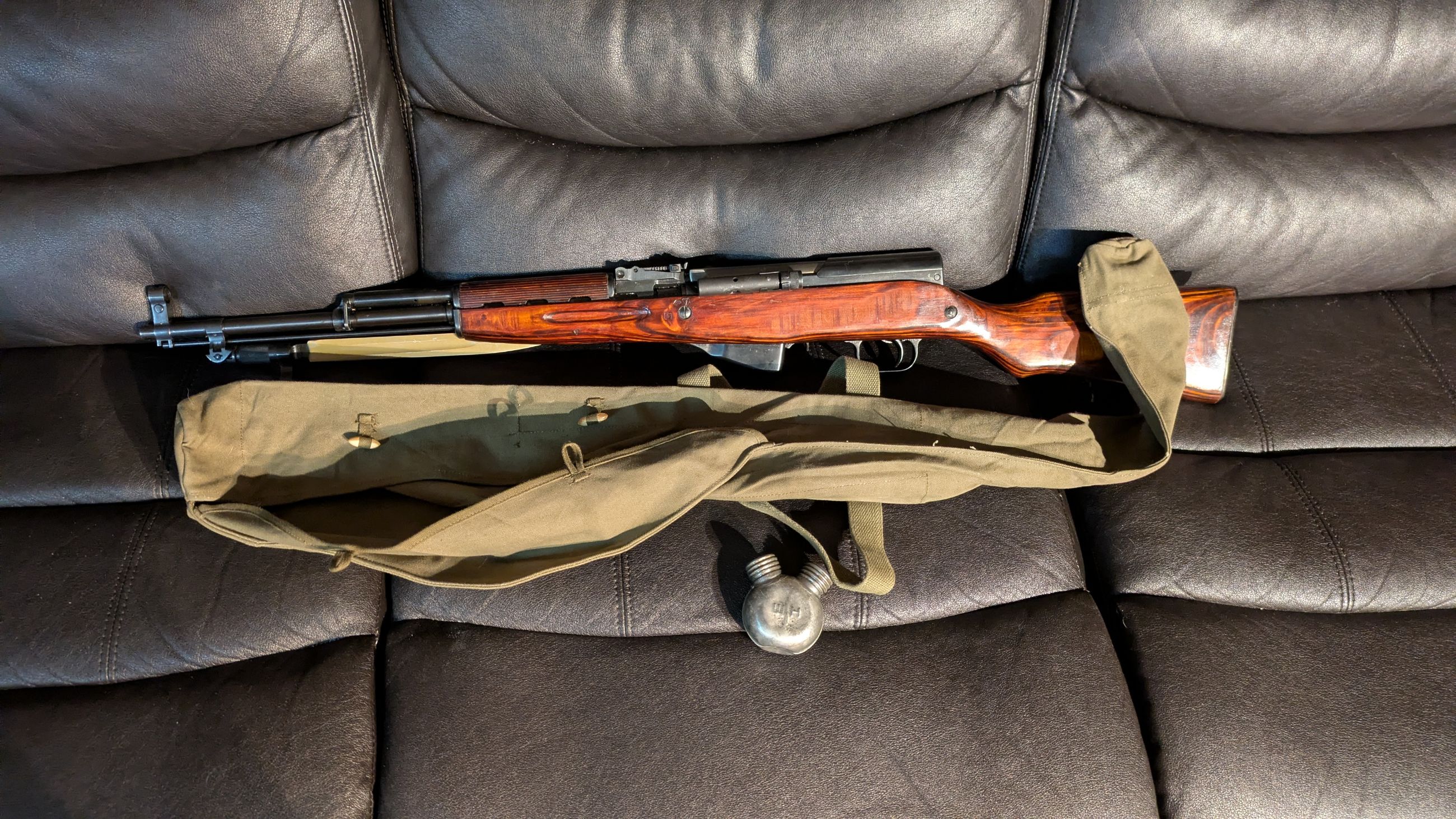 Photo of SKS Russian 7.62x39 with SKS cover, oiler/tool bayonet 