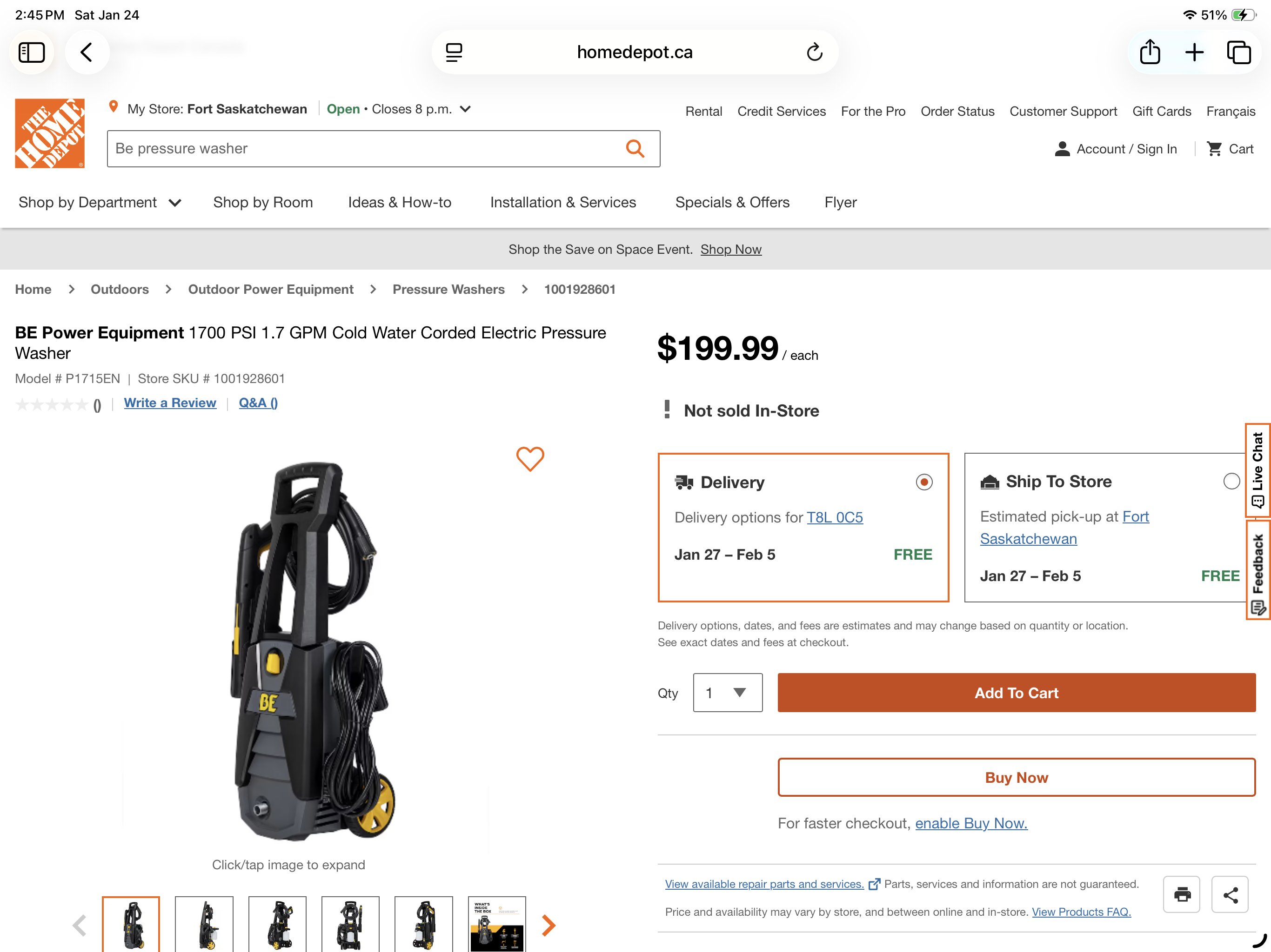 Photo of Pressure Washer $140