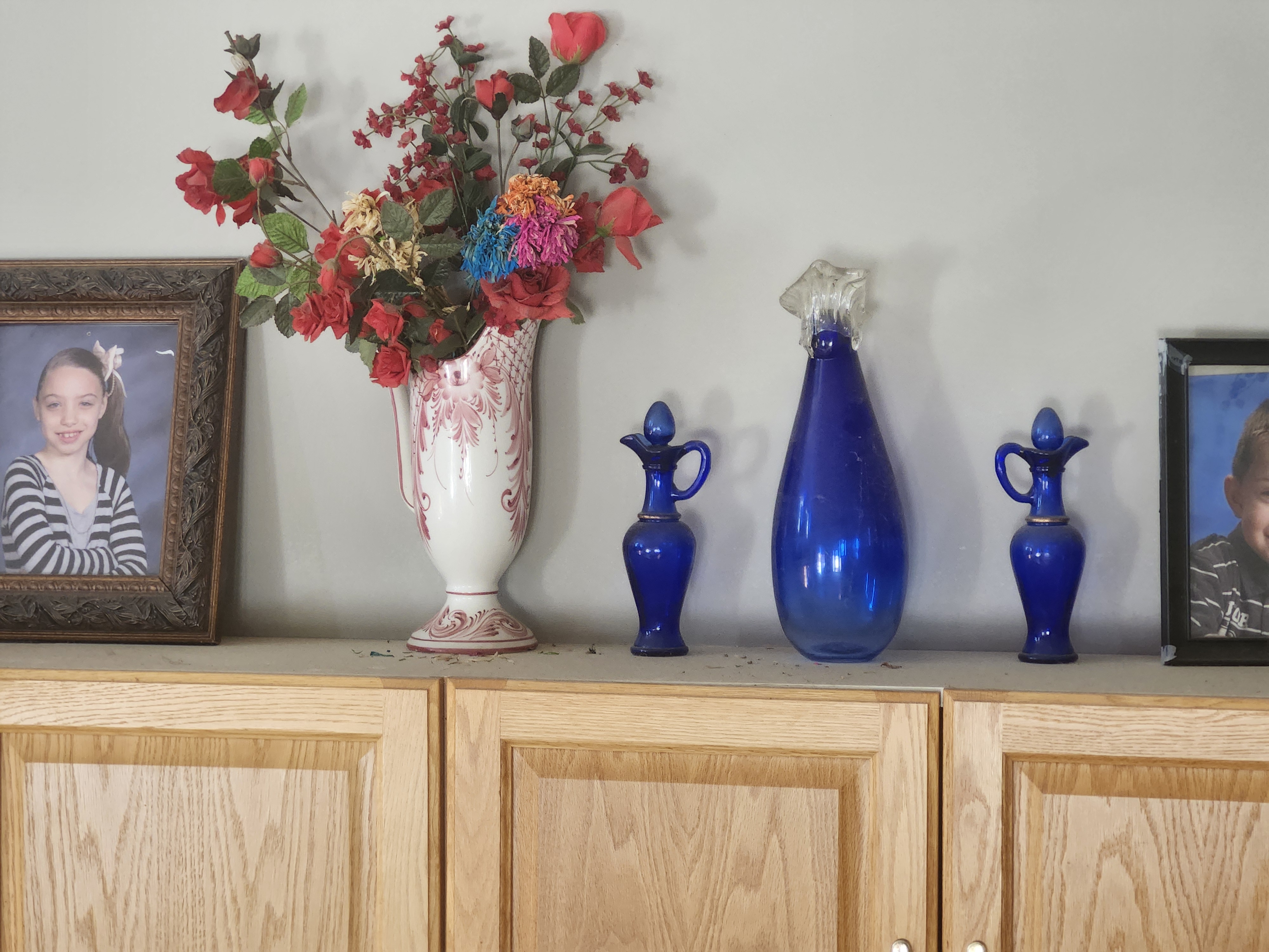 Photo of 3 blue glass pieces 