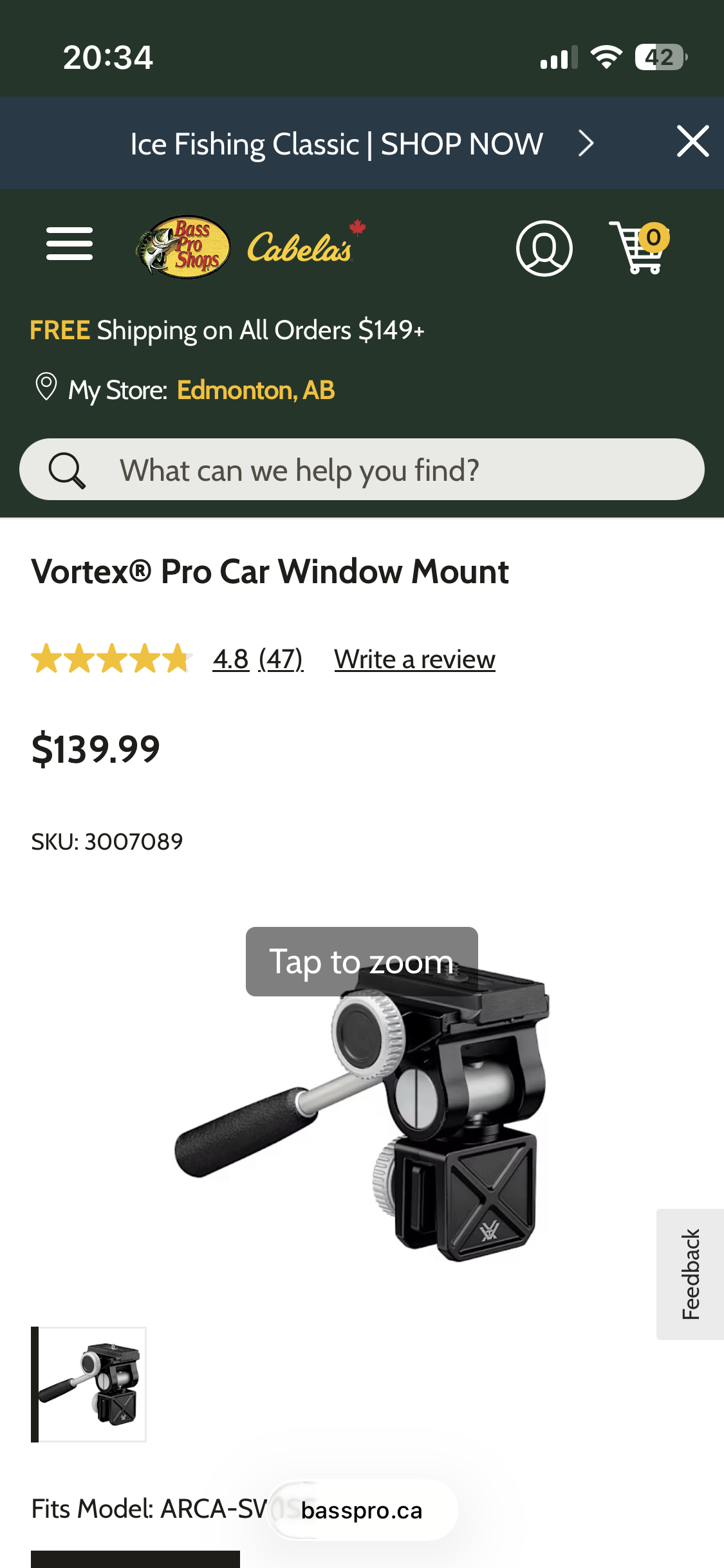 Photo of Vortex Diamondback 20-60x85 spotting scope, tripod and car window mount 