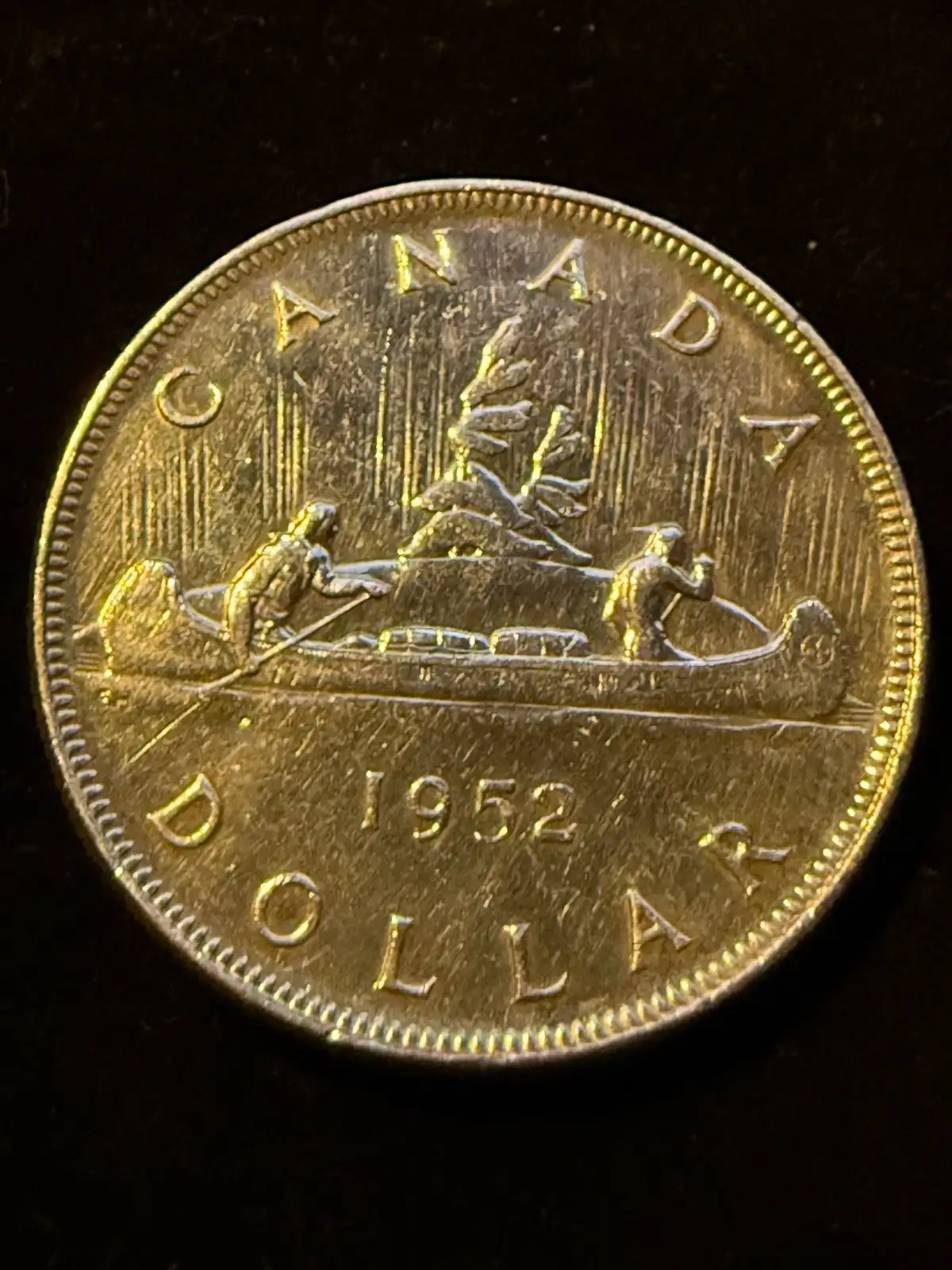 Photo of Canadian 1952 Silver Dollar coin last year of King George