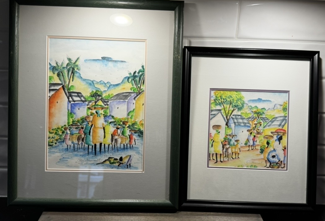 Photo of Rosy Laurent water colors of the Caribbean