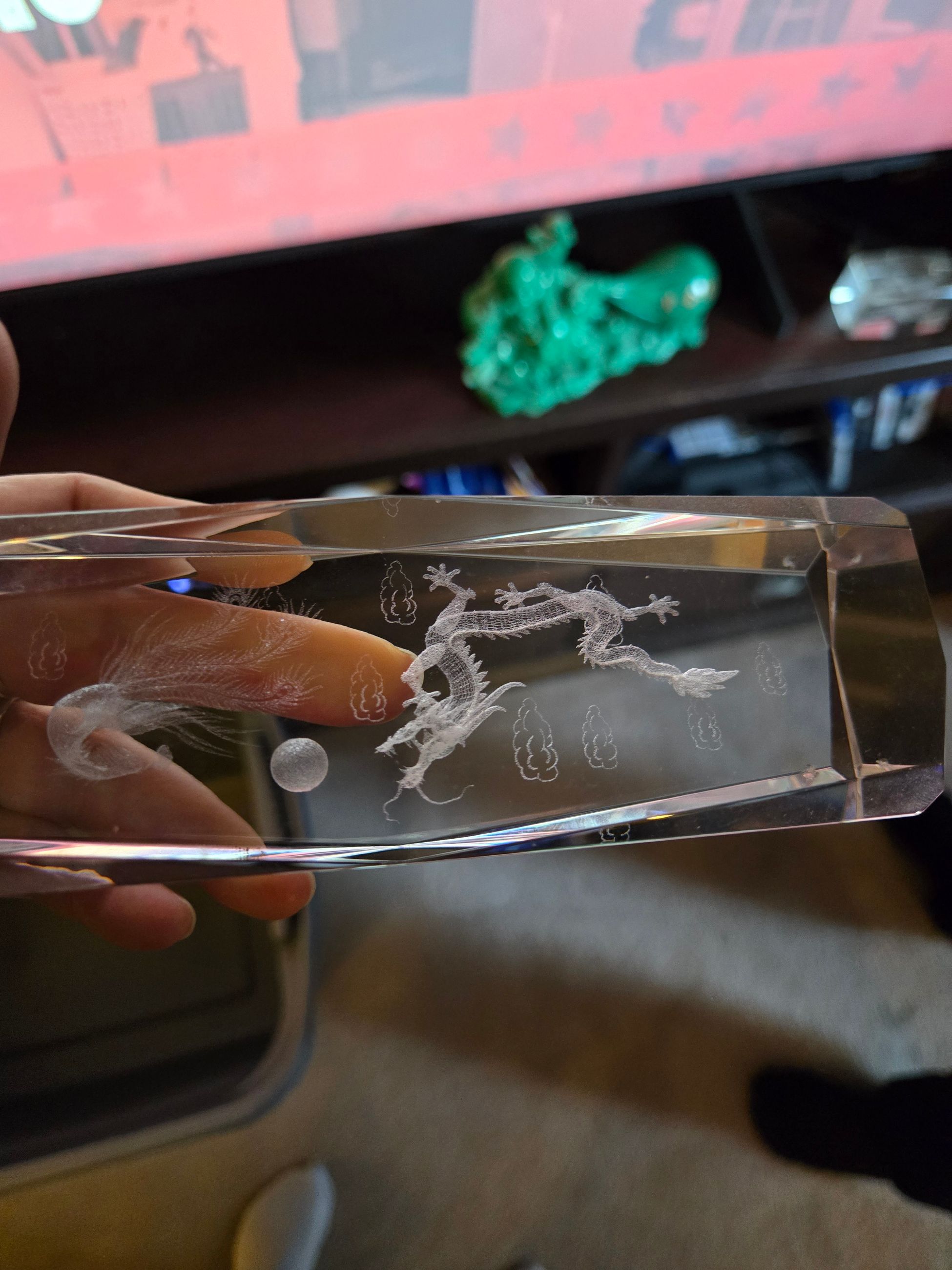 Photo of large crystal with light located in woodbine