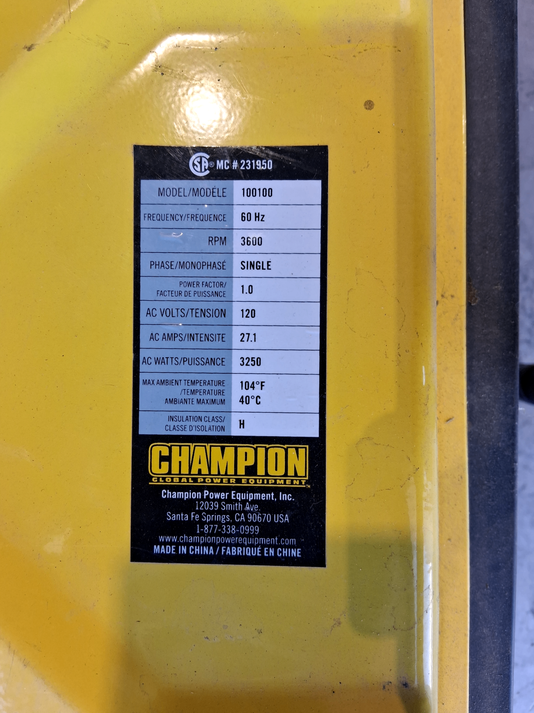 Photo of Champion generator 