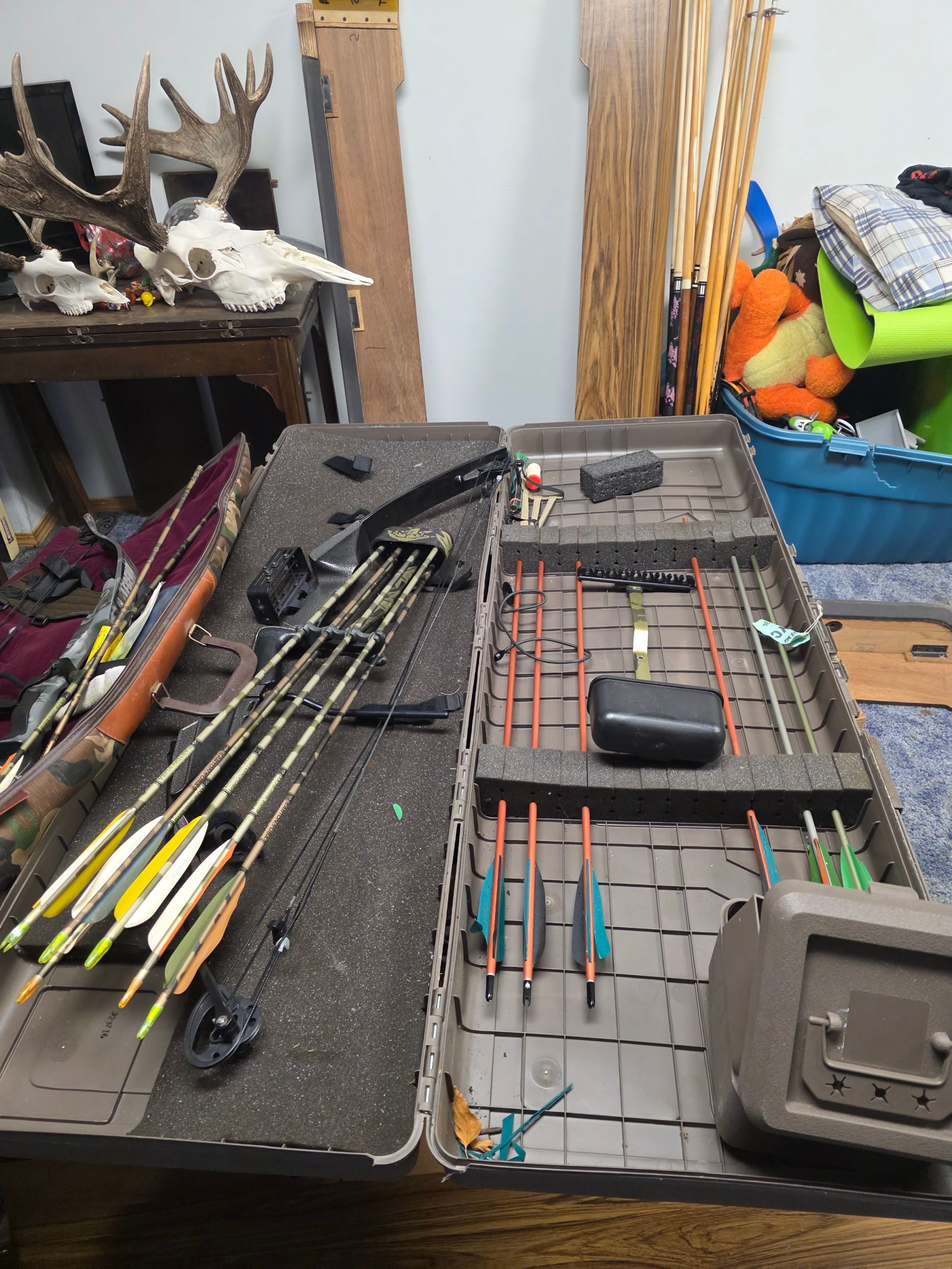 Photo of 2 used right handed bows and equipment 