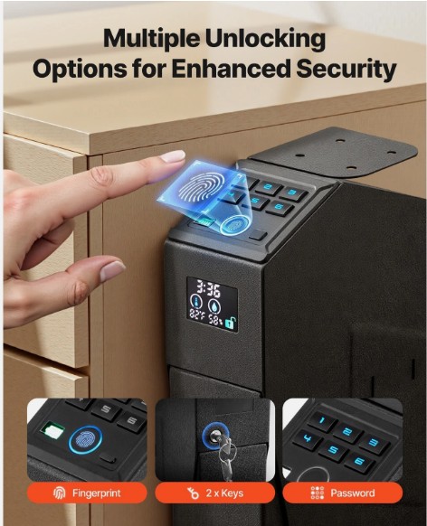 Photo of Gun Safe Slider with Fingerprint, Password, Key Access for Pistol Storage.