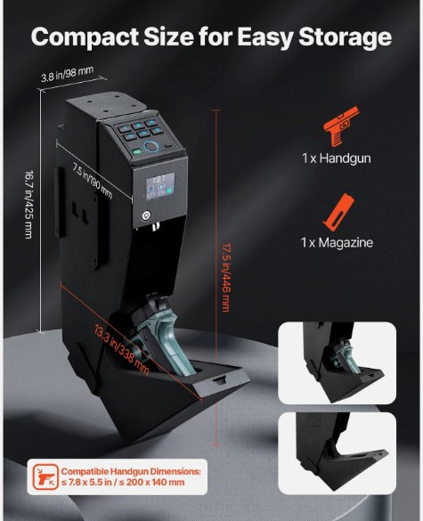 Photo of Gun Safe Slider with Fingerprint, Password, Key Access for Pistol Storage.