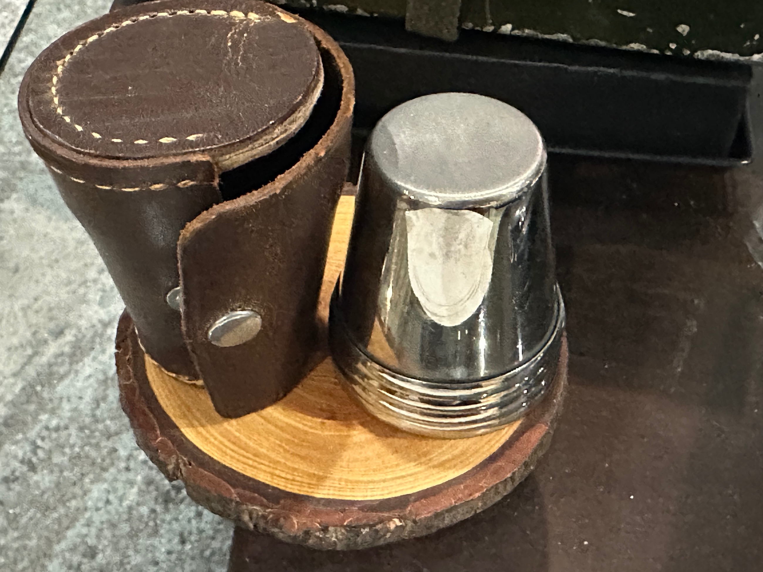 Photo of Silver and gold lined 4 cup whiskey, sipping set