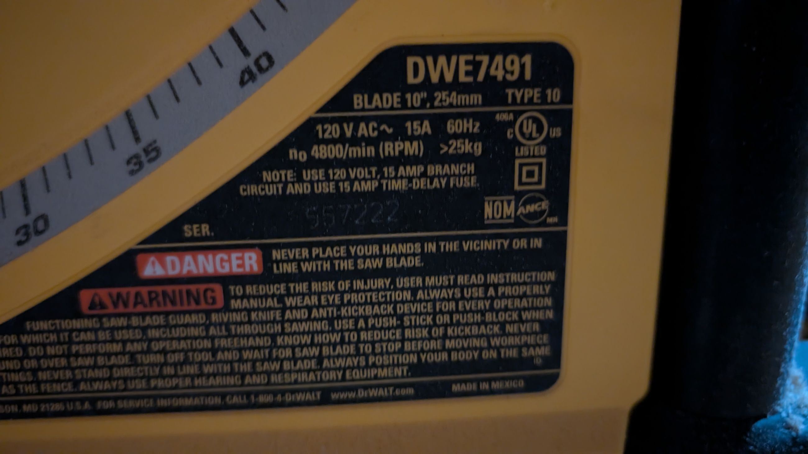 Photo of DeWalt table saw