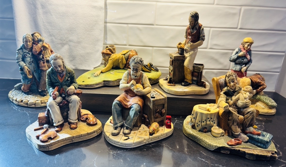 Photo of 7 Naturecraft Congleton Figurines 1970s Hand-Painted Stoneware England