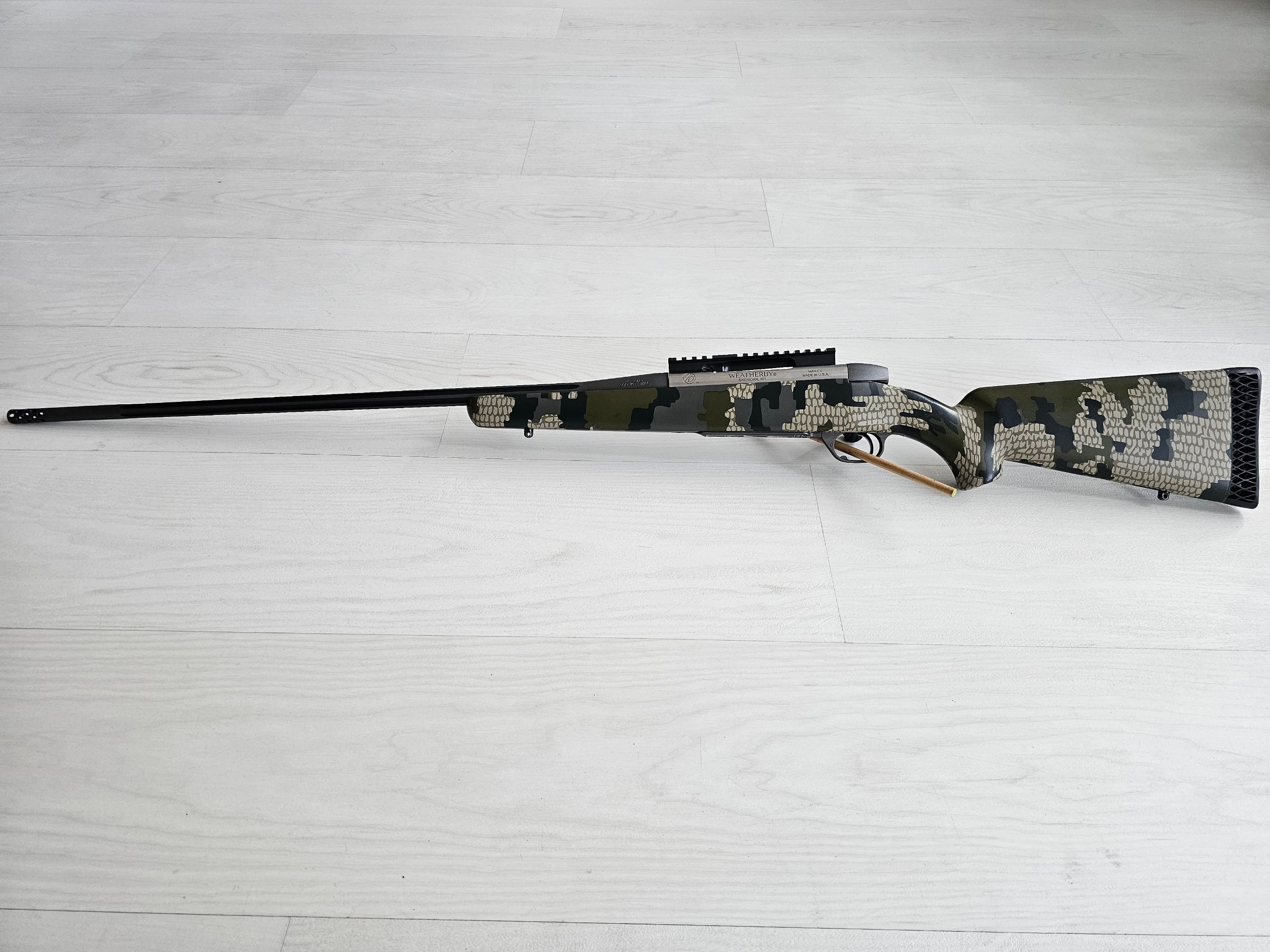 Photo of Weatherby Mk V Backcountry Ti Action - 300 Wby Mag - 26" Barrel - Kuiu Verde 2.0 - Curved Trigger - Ken Farrell G-force Rail