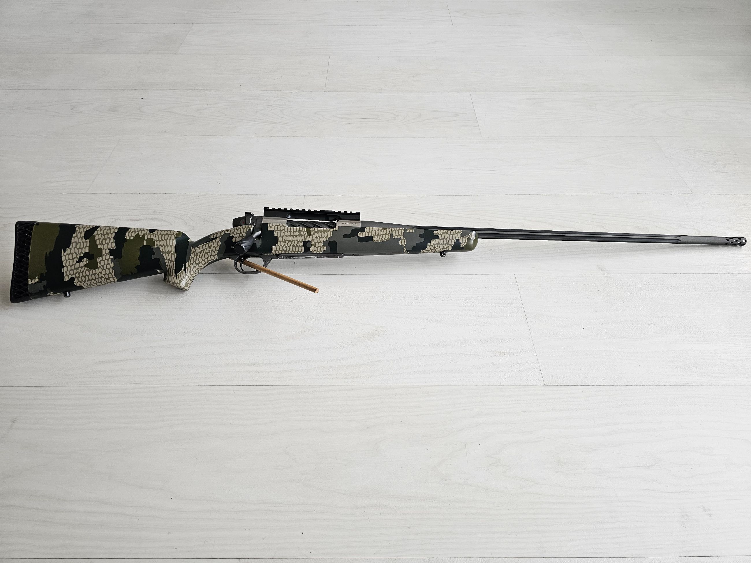 Photo of Weatherby Mk V Backcountry Ti Action - 300 Wby Mag - 26" Barrel - Kuiu Verde 2.0 - Curved Trigger - Ken Farrell G-force Rail