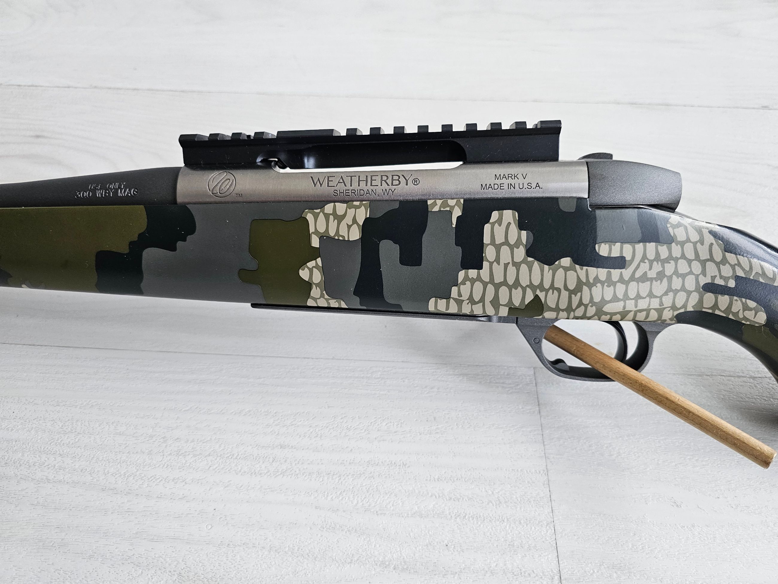 Photo of Weatherby Mk V Backcountry Ti Action - 300 Wby Mag - 26" Barrel - Kuiu Verde 2.0 - Curved Trigger - Ken Farrell G-force Rail