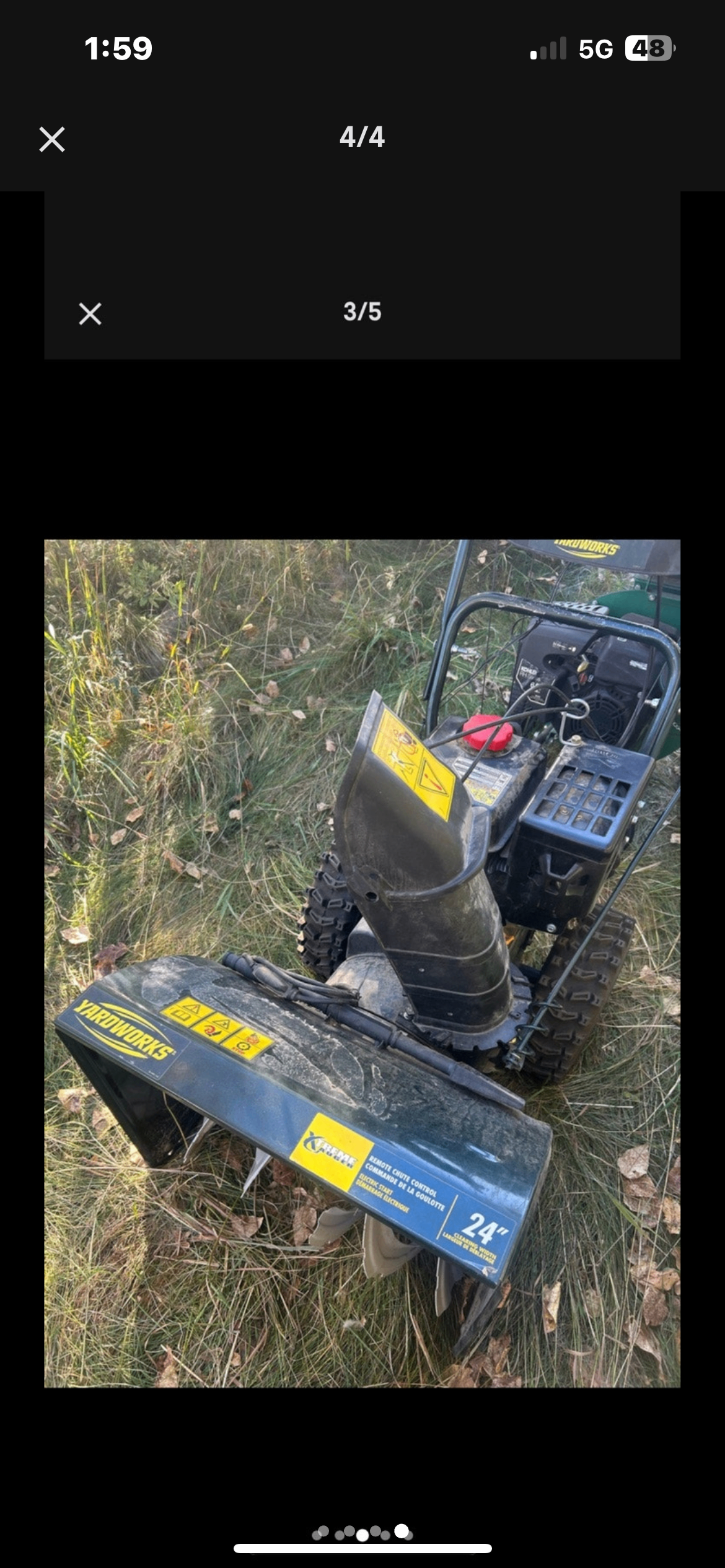 Photo of Yardworks snowblower, , $270.