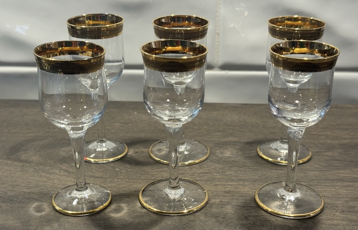 Photo of Set of 6 Bohemia Crystal's "Diana Gold Florence" line