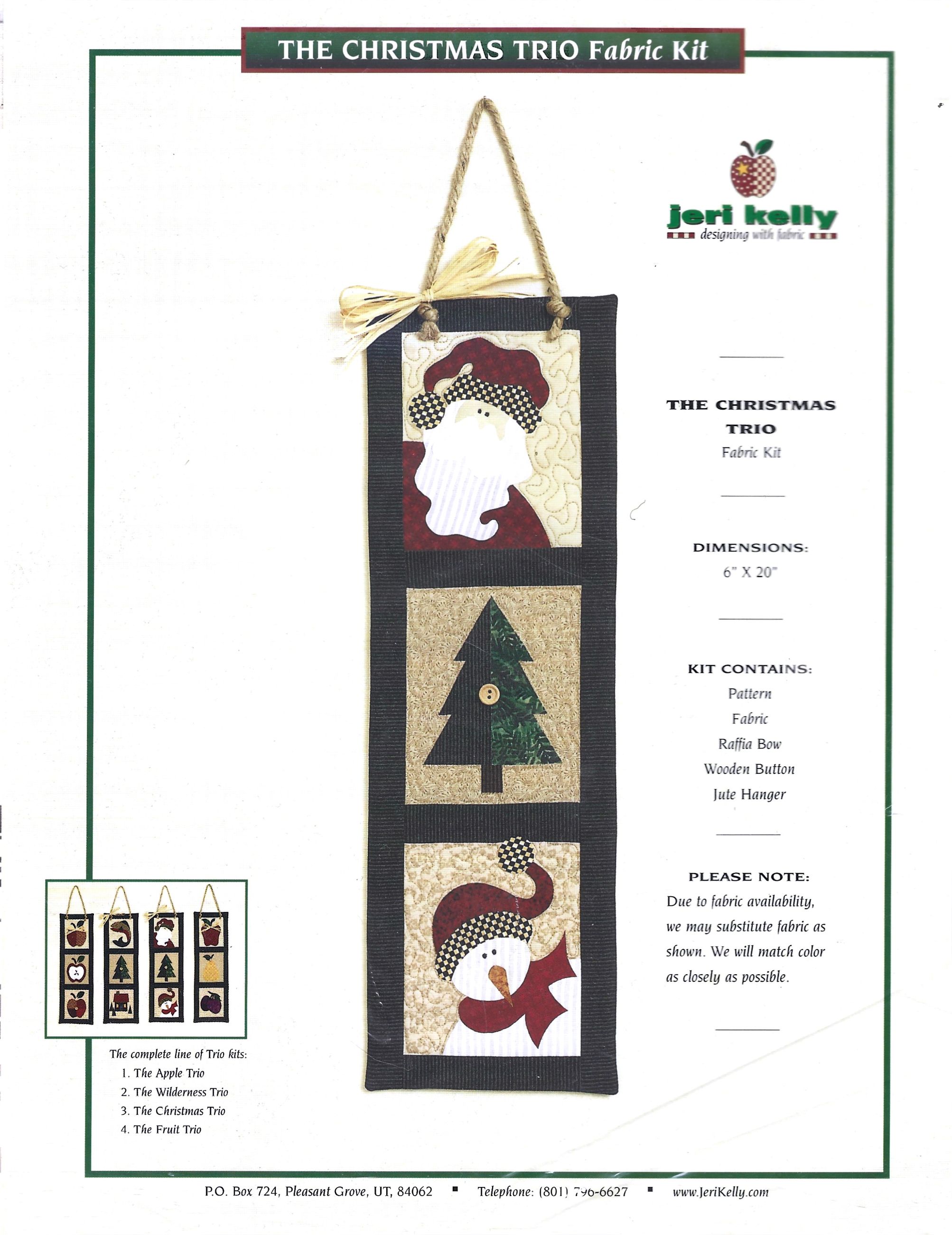 Photo of THE CHRISTMAS TRIO FABRIC KIT by JERI KELLY