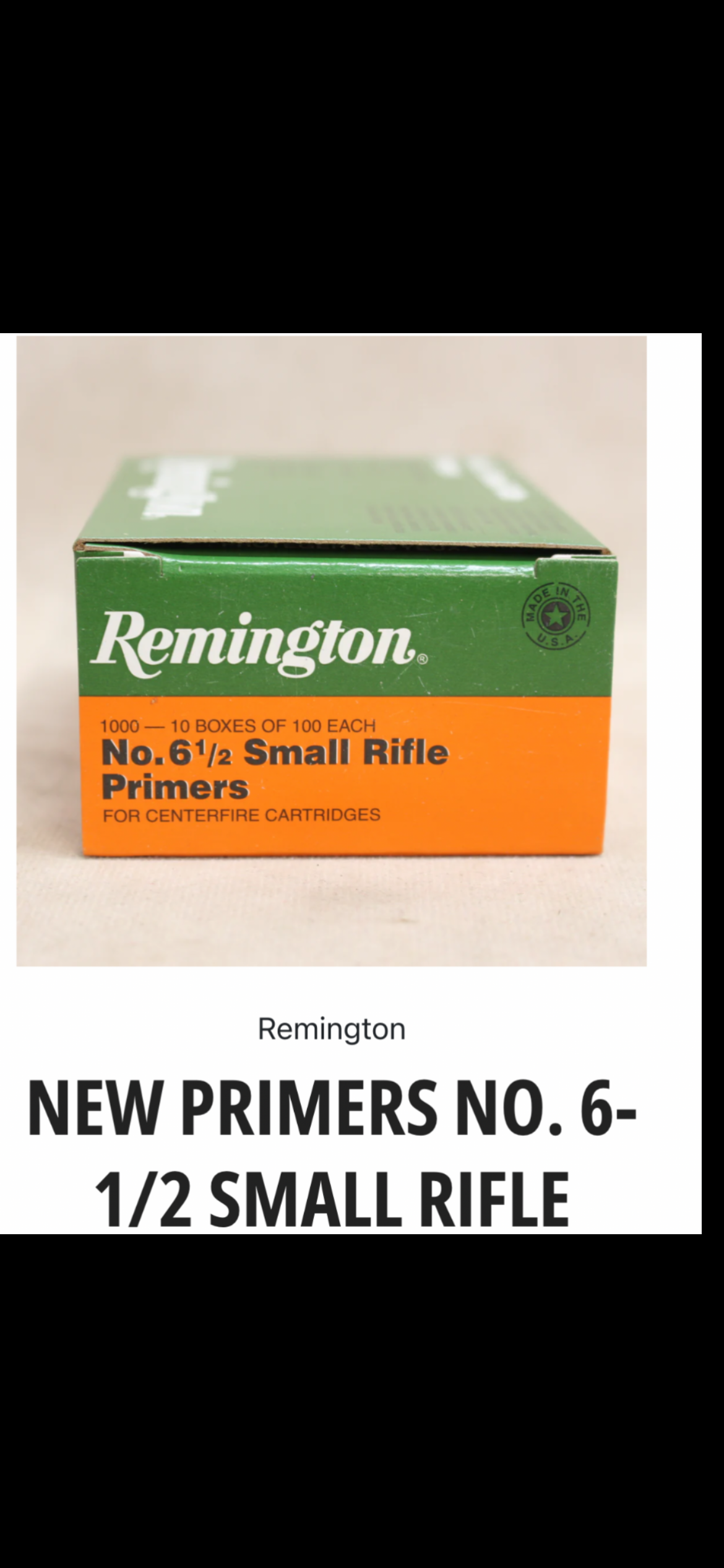 Photo of Remington 6 1/2 small rifle primers 