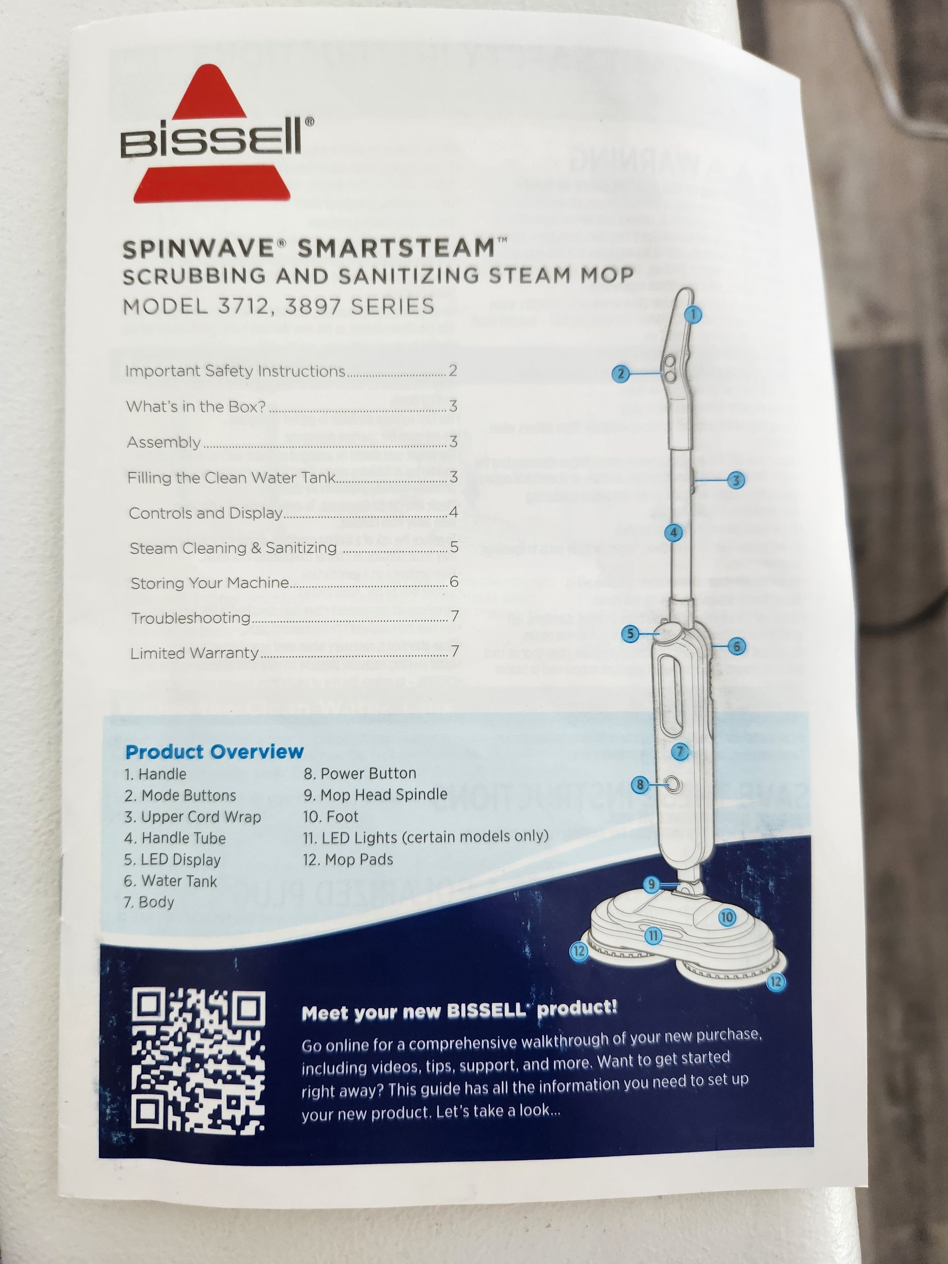 Photo of Bissell spinwave smartsteam steam mop
