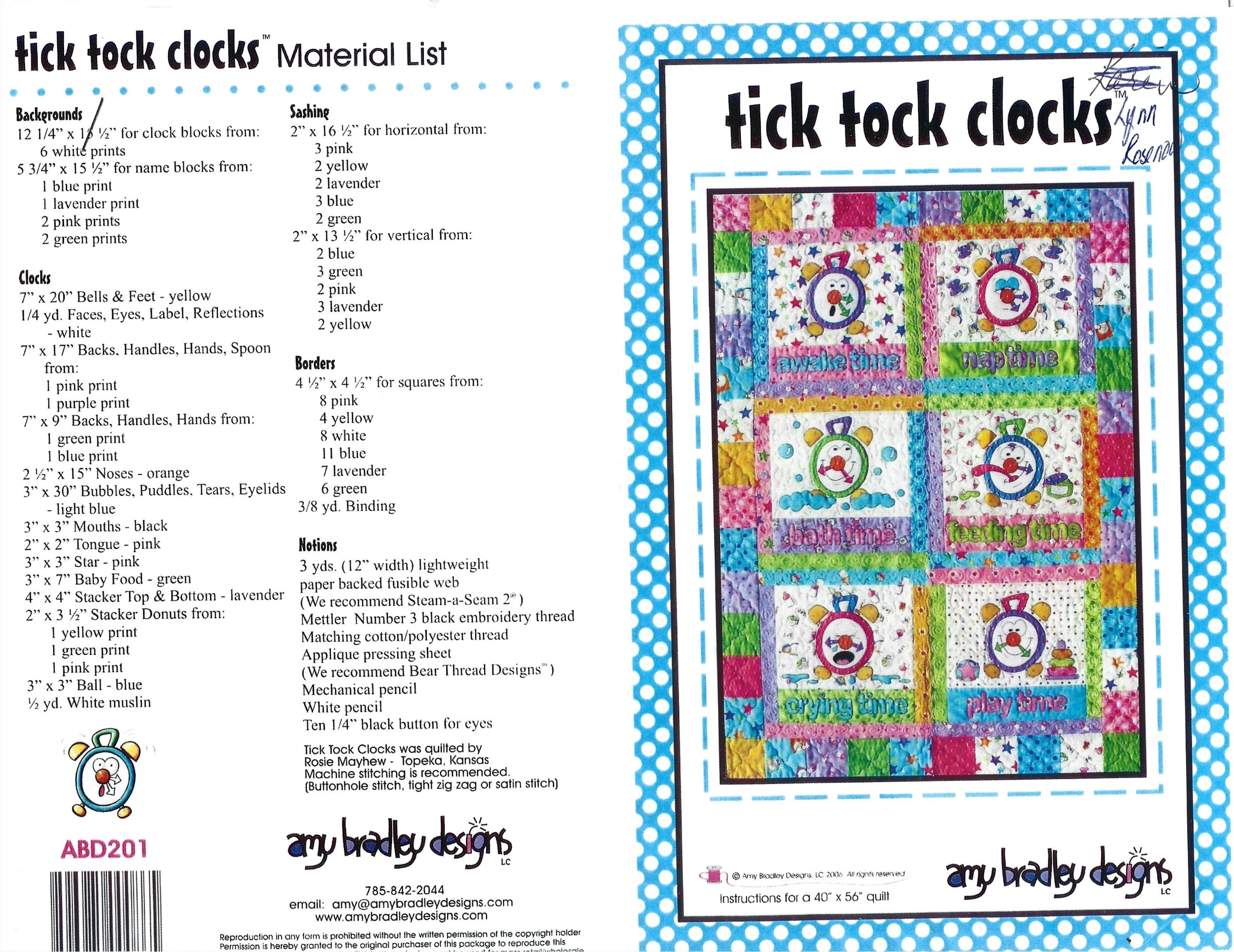Photo of TICK TOCK CLOCKS QUILT PATTERN by AMY BRADLEY DESIGNS