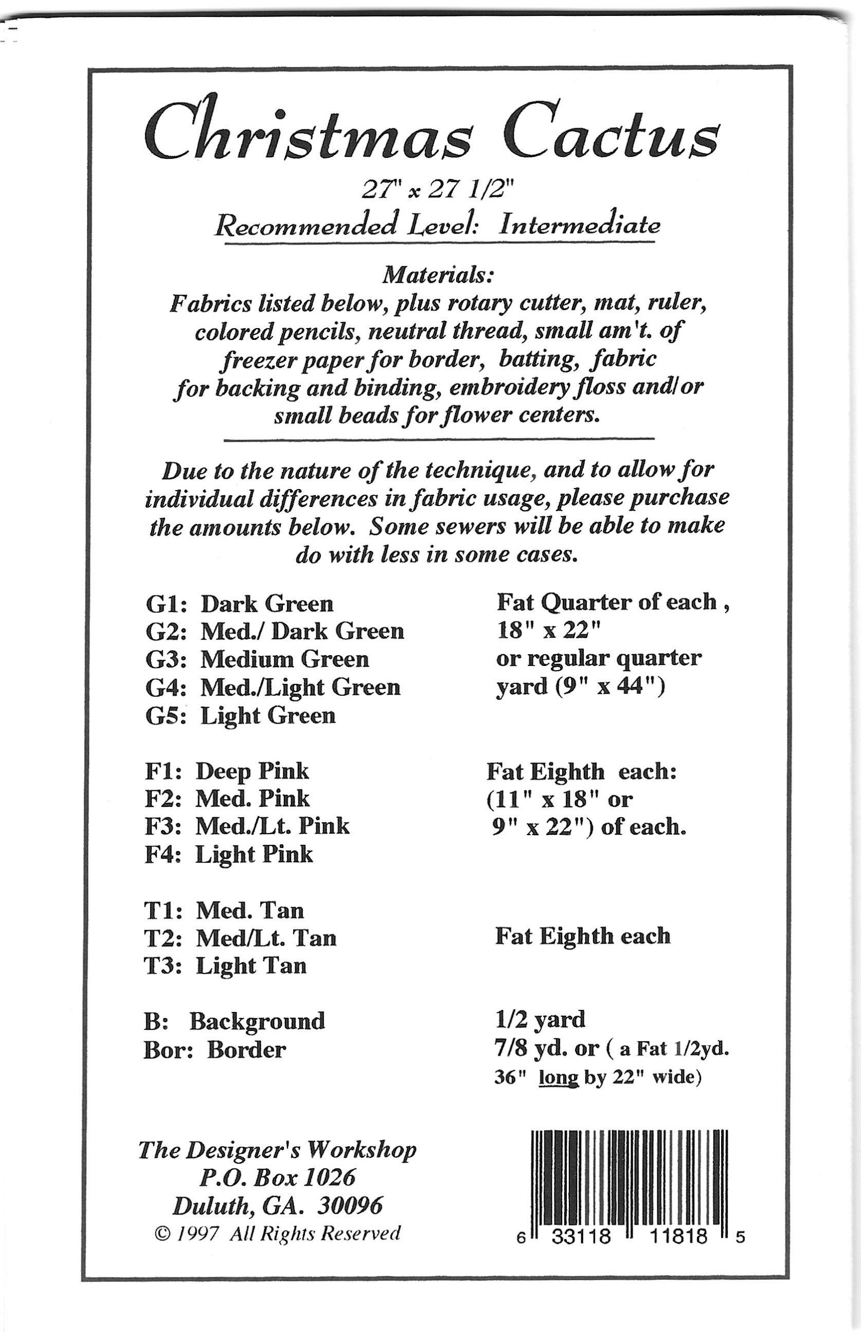 Photo of CHRISTMAS CACTUS QUILT PATTERN by EILEEN BAHRING SULLIVAN