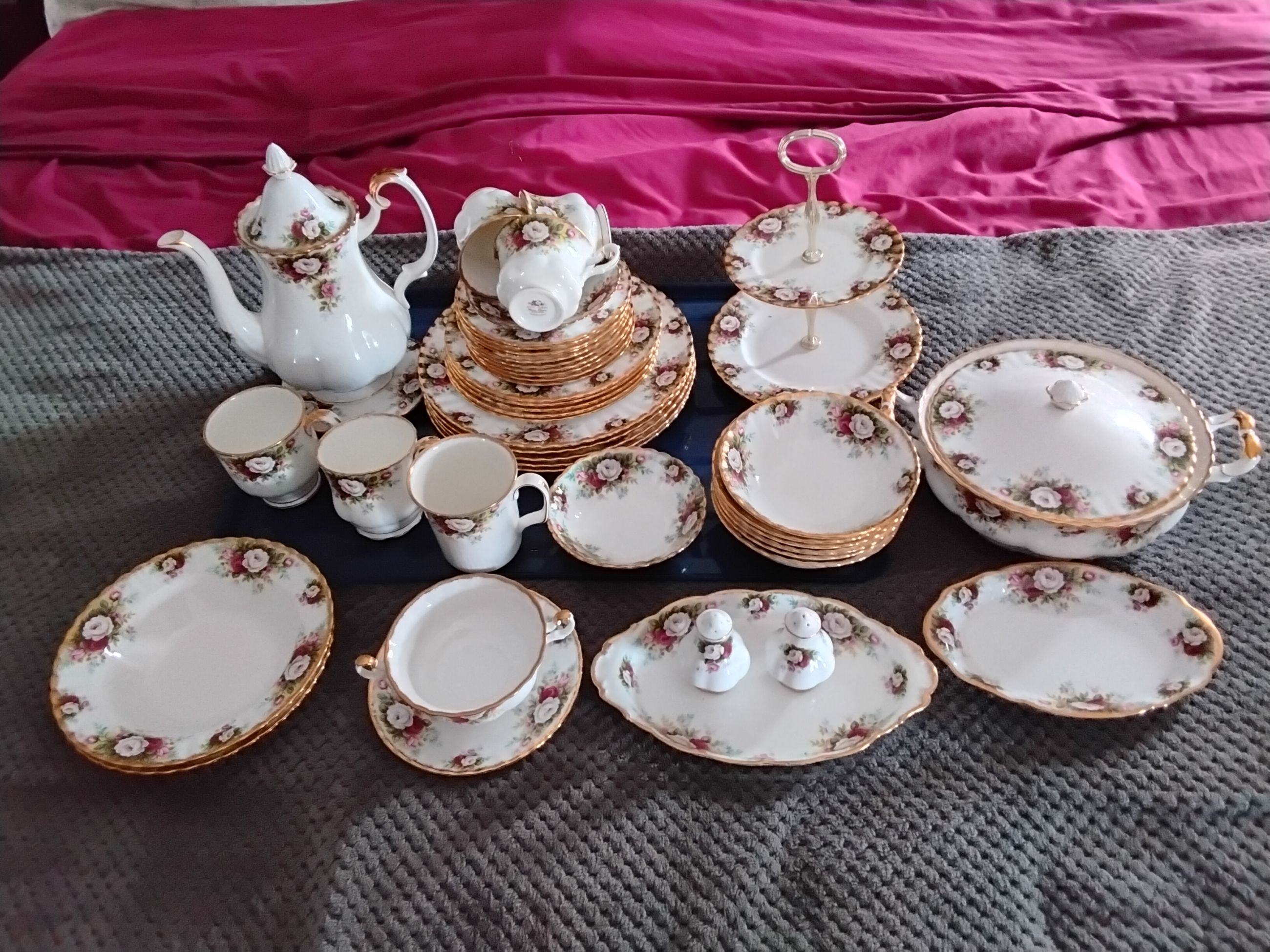 Photo of Royal Albert Celebration, $10 & up, coffeepot, cake stand, covered vegetable, rim soup, mugs and more