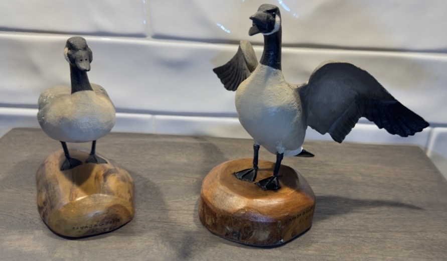 Photo of Vintage Dave Epp Signed Miniature Canada Goose Carvings – Manitoba Folk Art