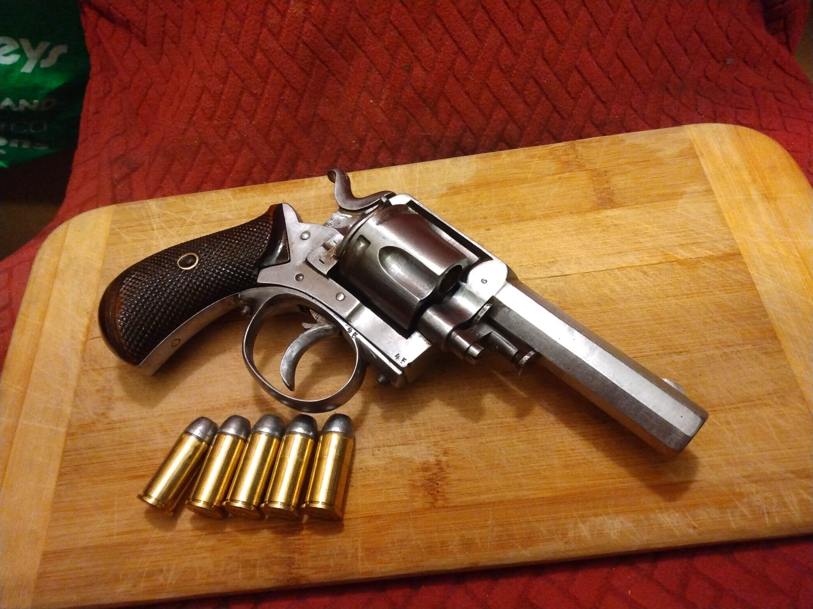 Photo of Antique Liege Proofed "New Design Bulldog"  44 Russian / 44 CF Revolver $2700