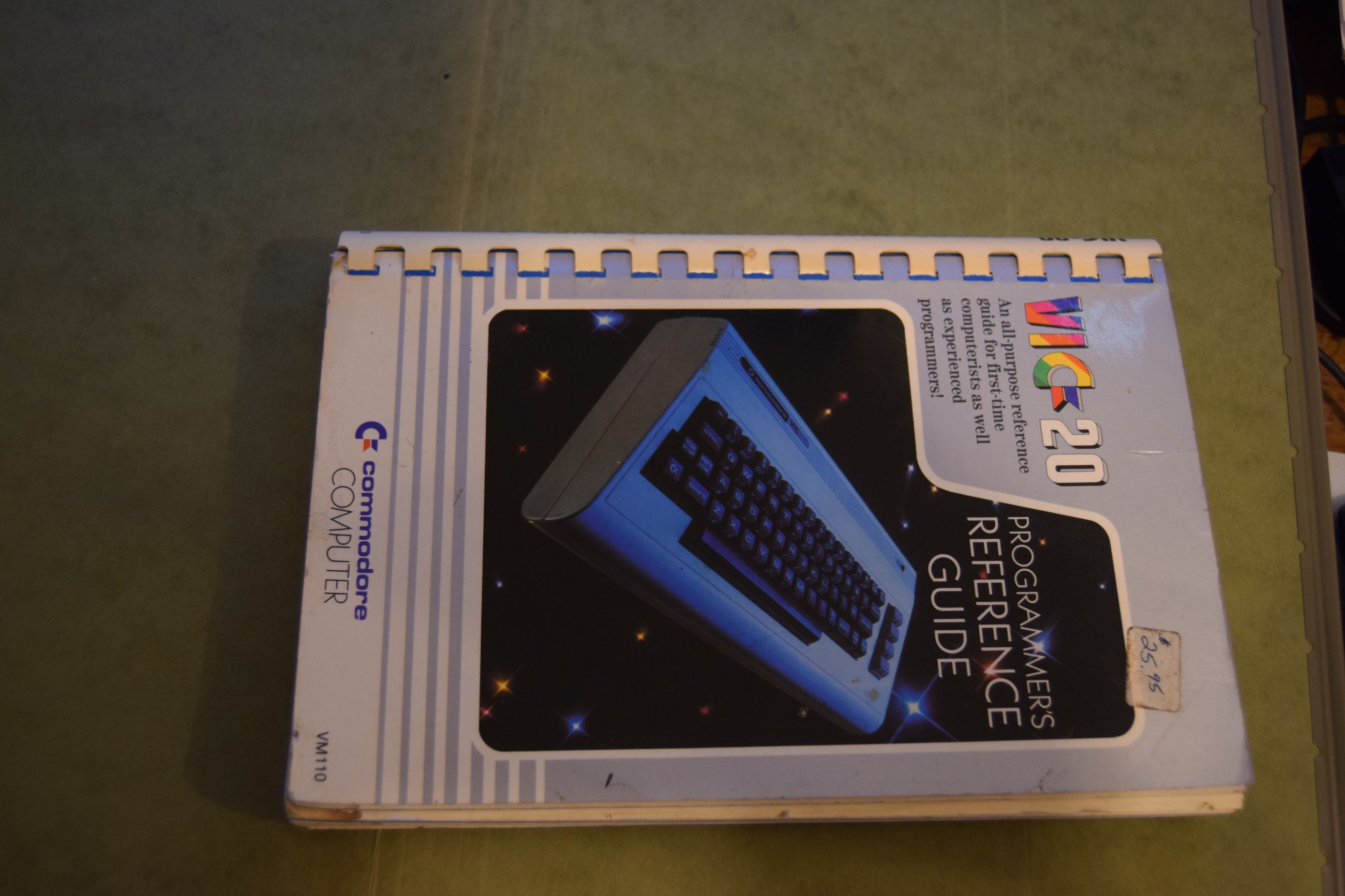 Photo of Commodore Vic 20 with dataset and programming manual